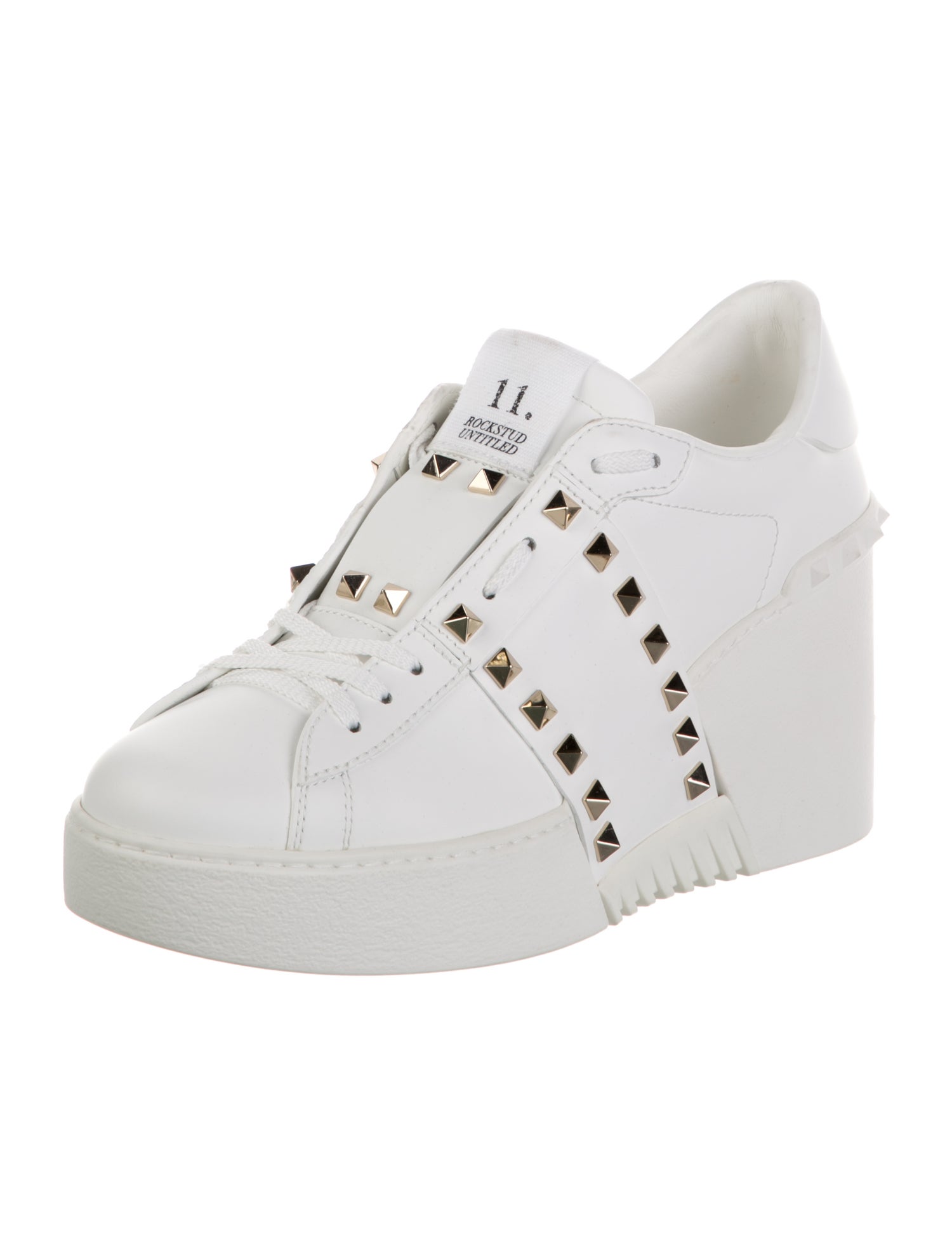 Valentino Rockstud Accents Leather Wedge Sneakers