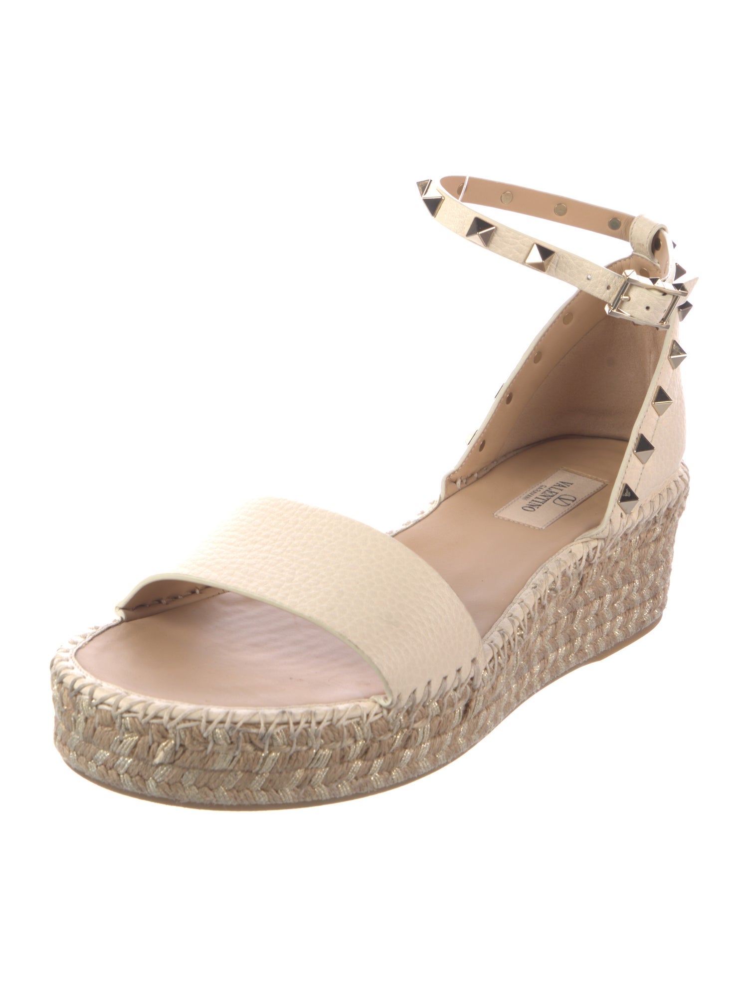 Valentino Rockstud Accents Leather Espadrilles