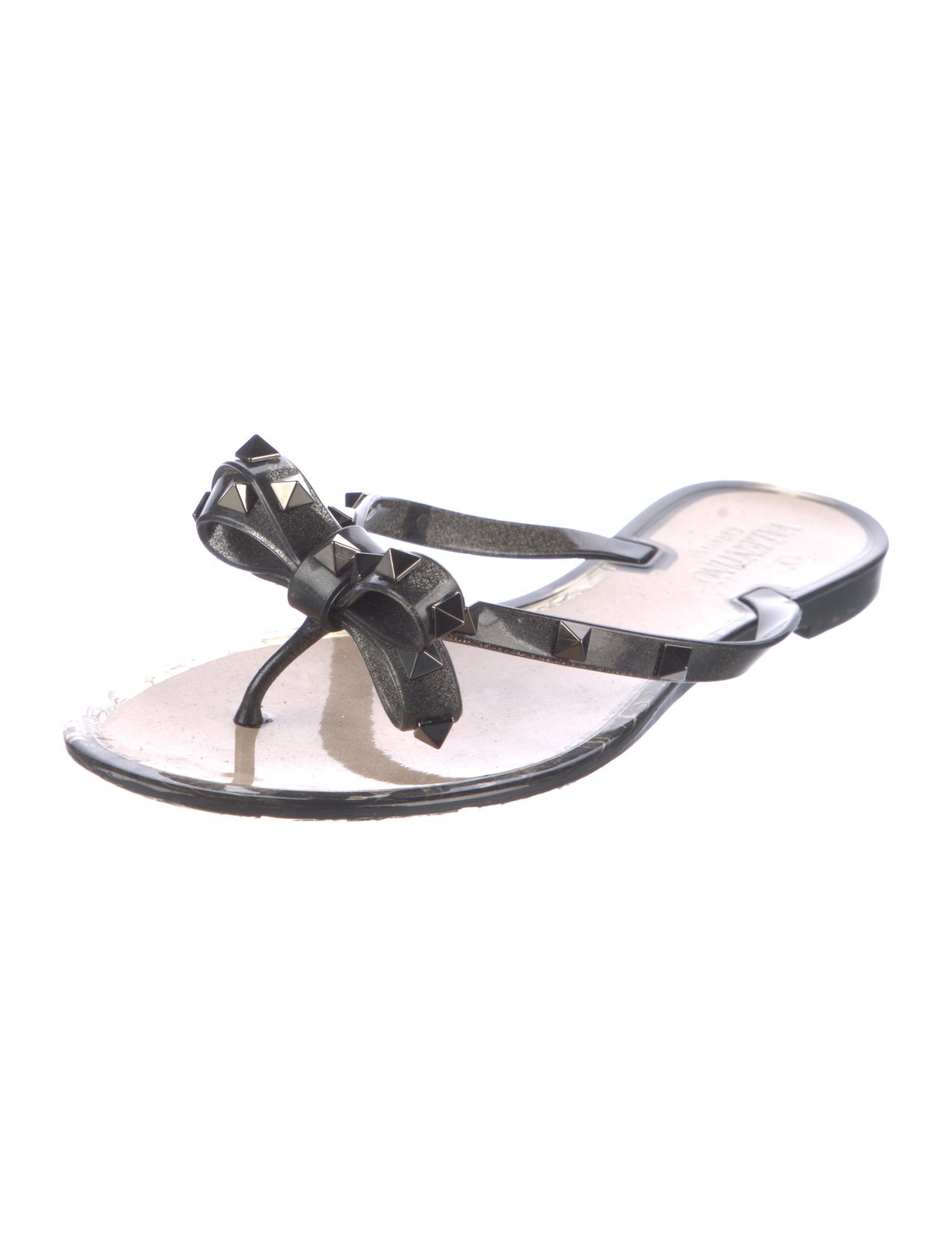 Valentino Rockstud Accents Rubber Flip Flops