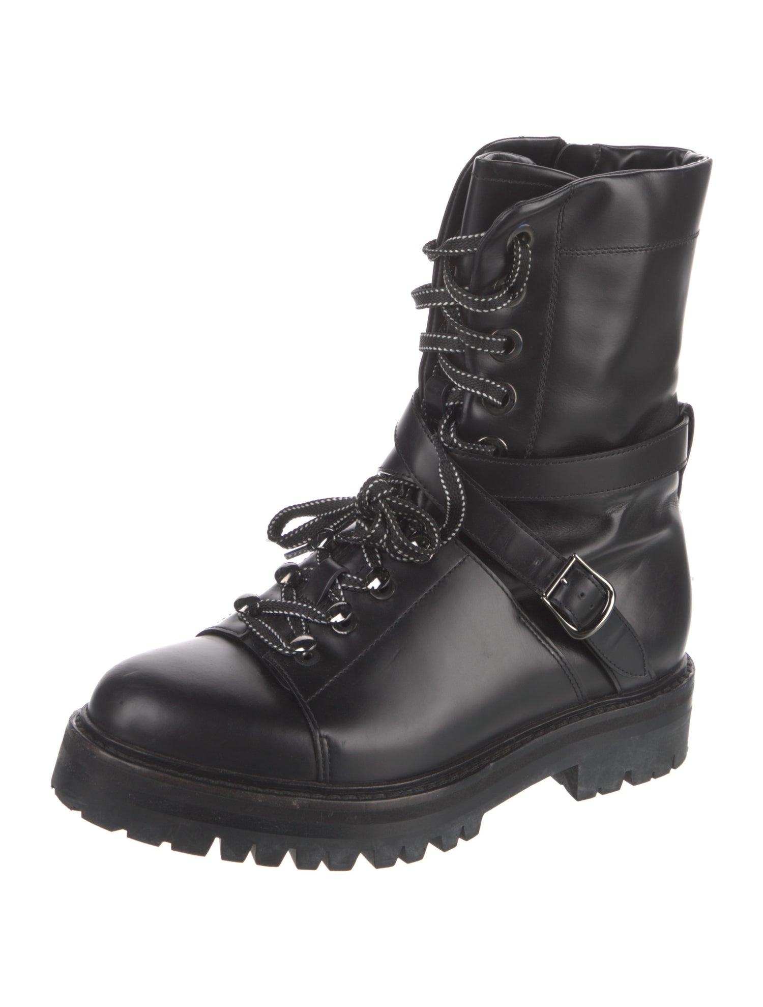 Valentino Rockstud Accents Leather Combat Boots