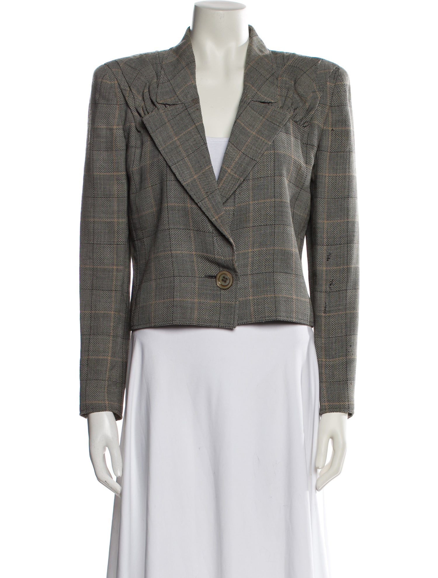 Valentino Wool Plaid Print Blazer