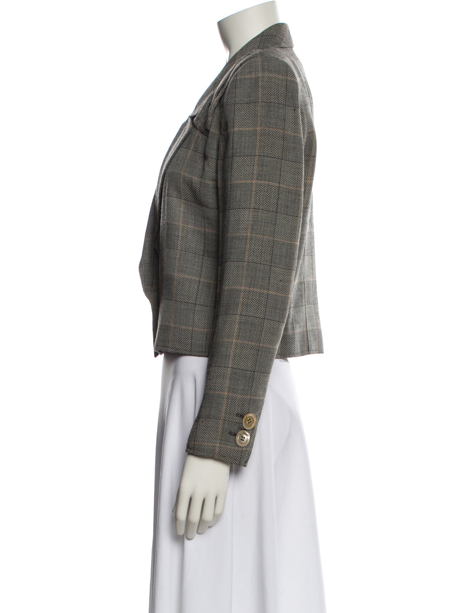 Valentino Wool Plaid Print Blazer