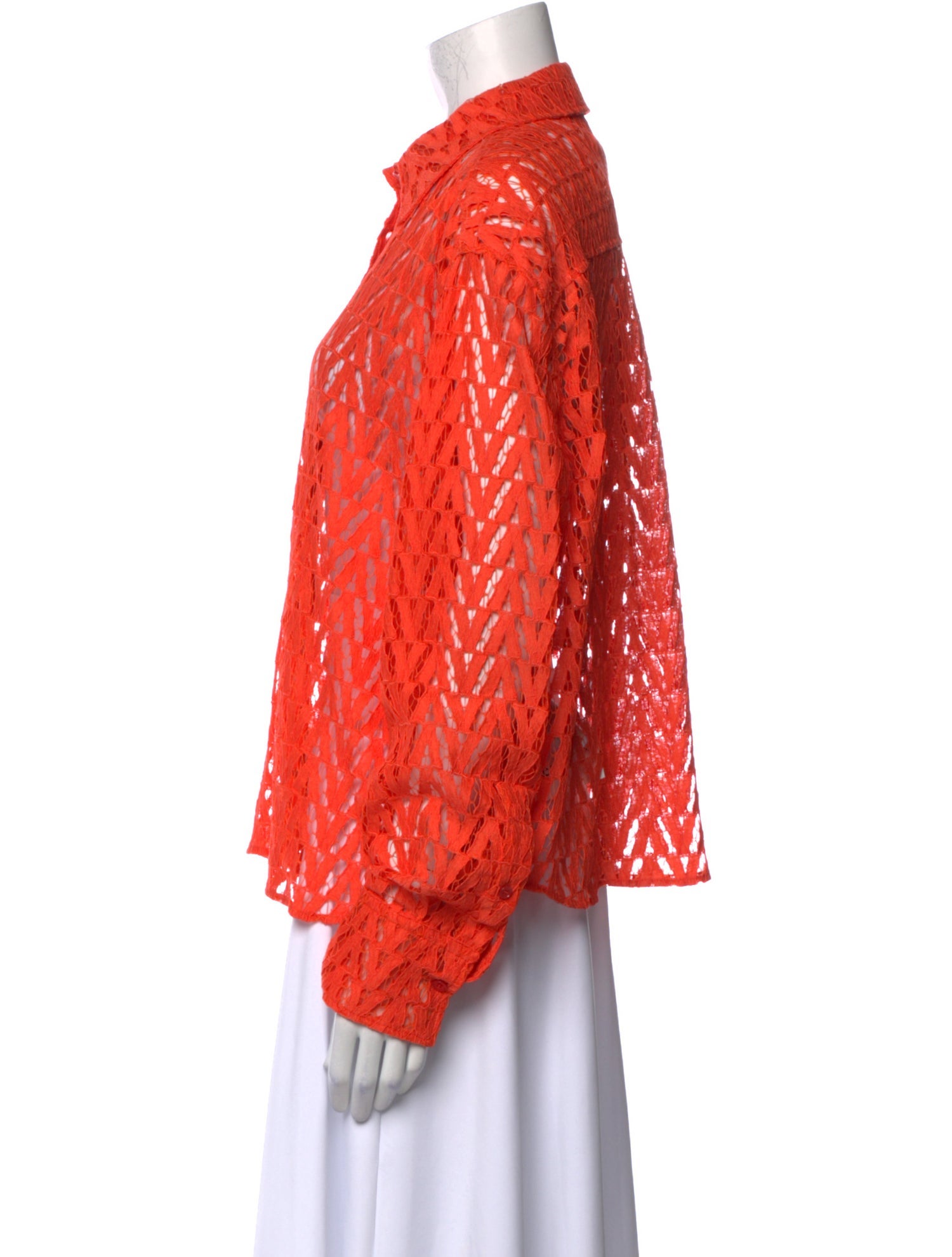 Valentino Printed Long Sleeve Button-Up Top