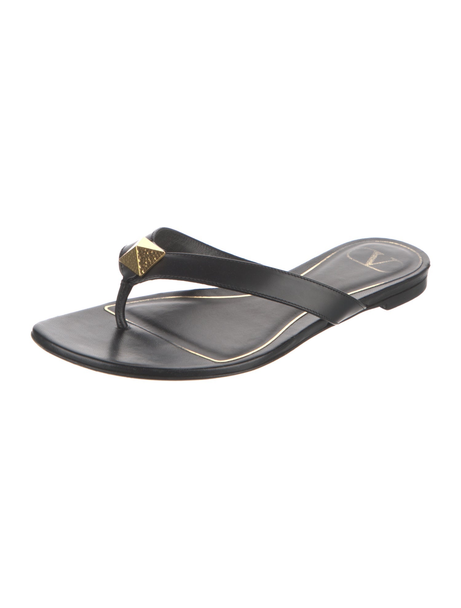 Valentino Rockstud Accents Leather Flip Flops
