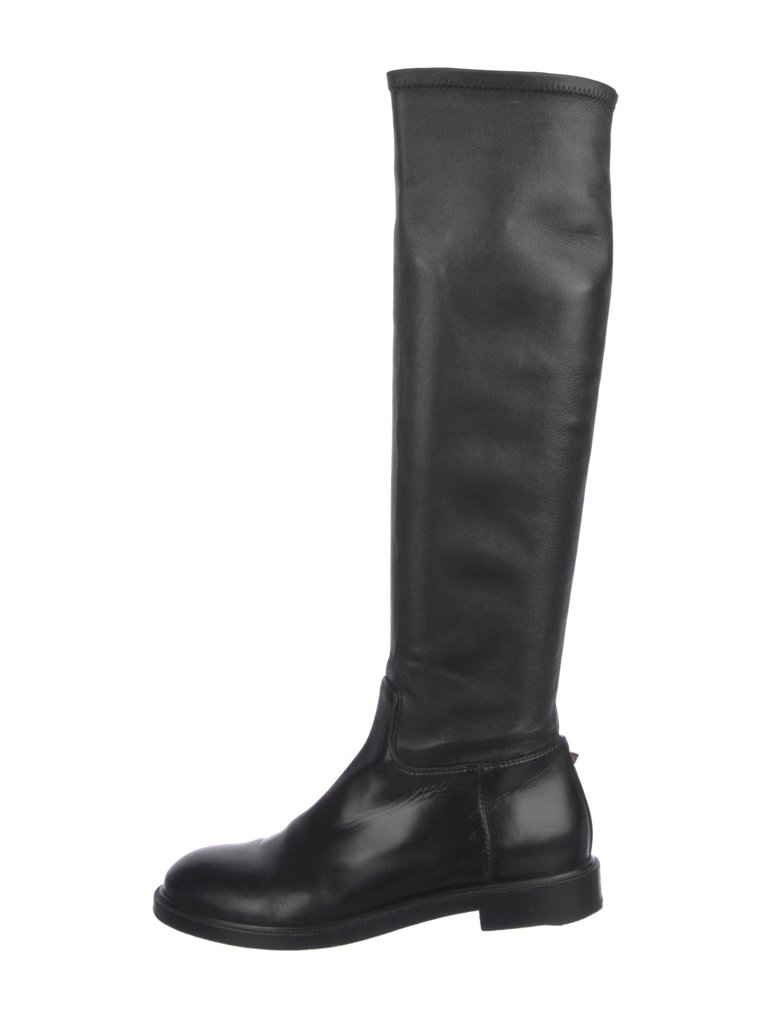 Valentino Rockstud Accents Leather Riding Boots