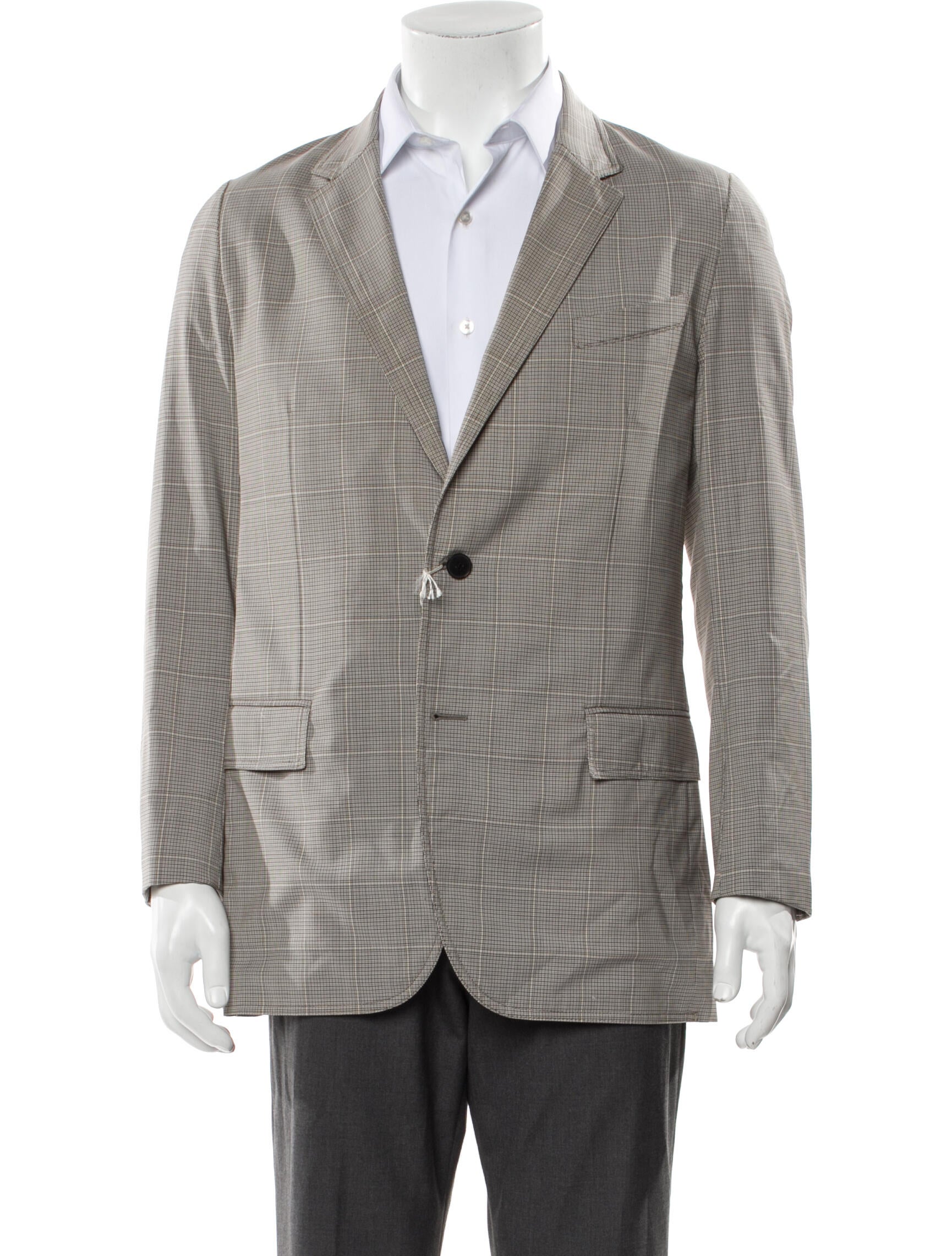 Valentino Virgin Wool Plaid Print Blazer