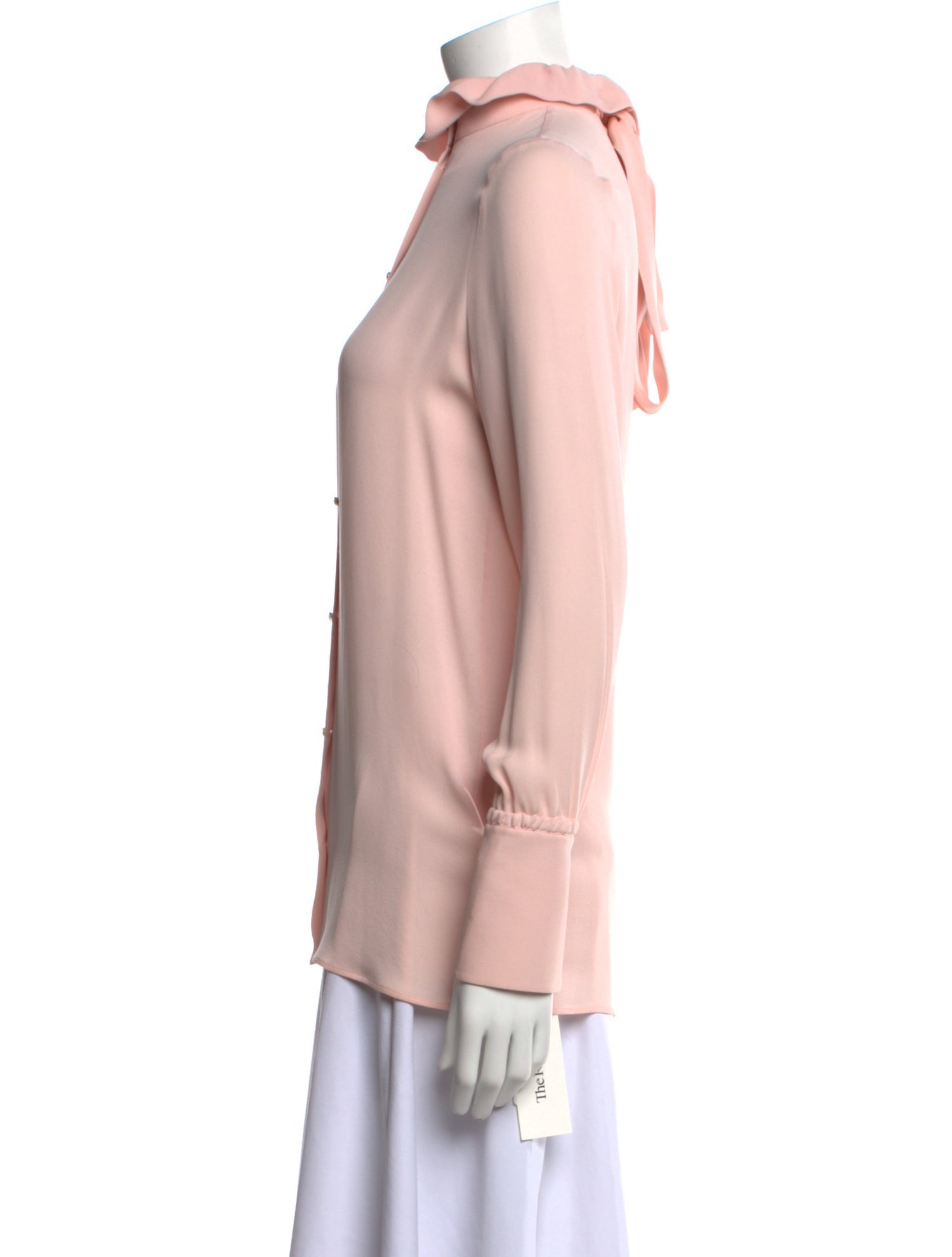 Valentino Silk Mock Neck Button-Up Top