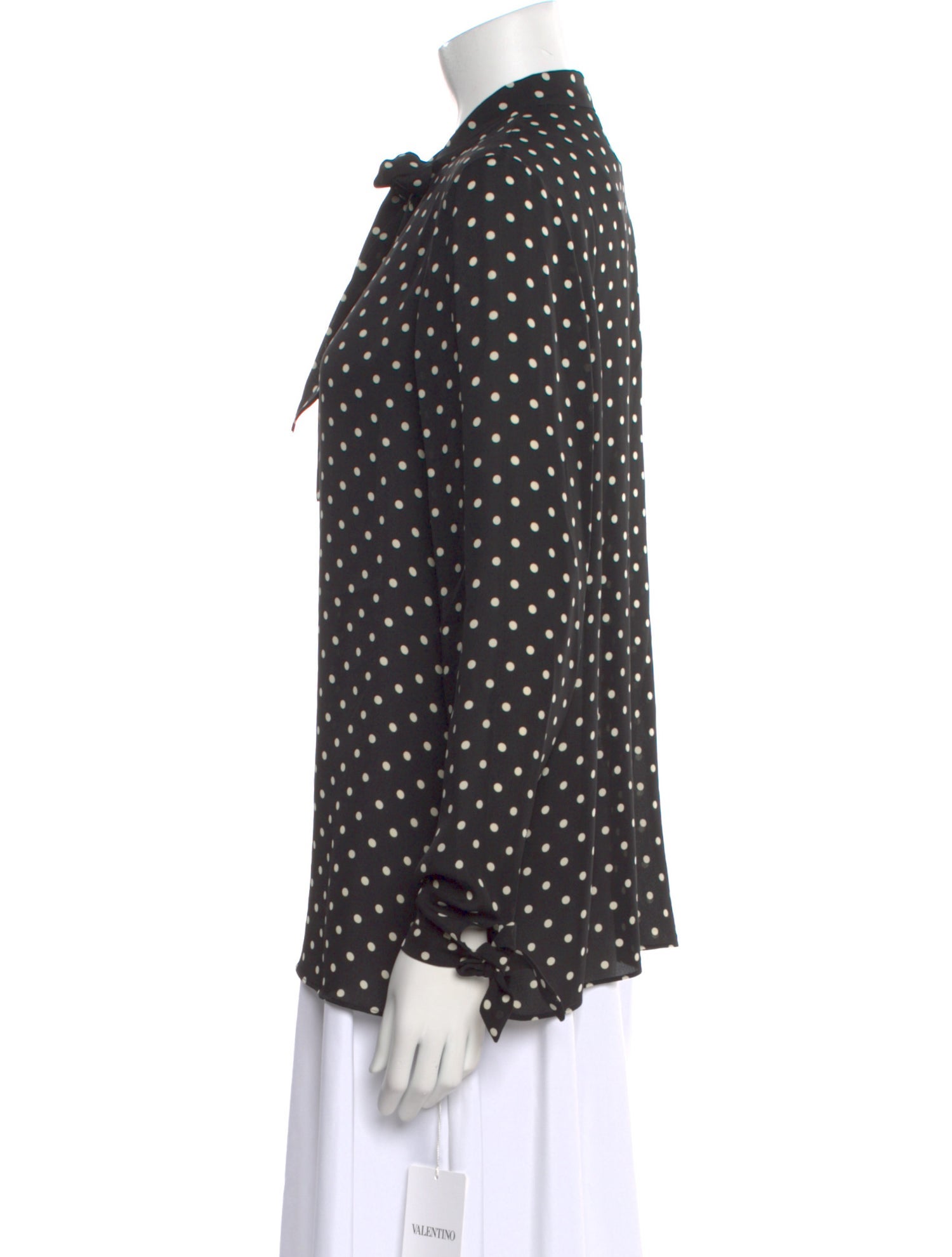 Valentino Silk Polka Dot Print Button-Up Top