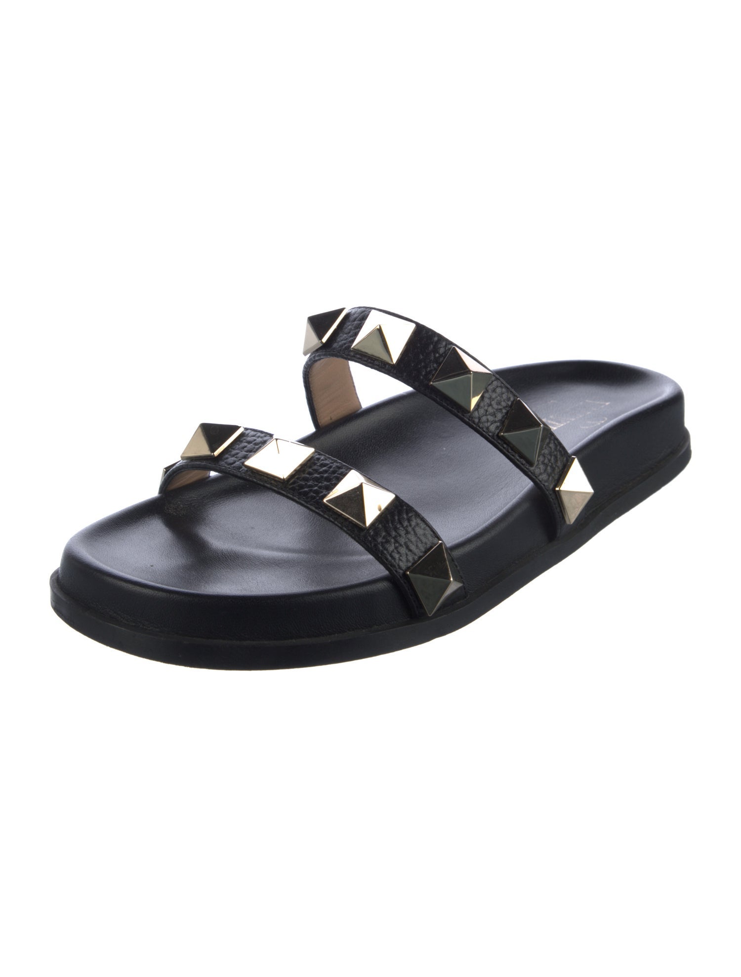 Valentino Rockstud Accents Leather Slides