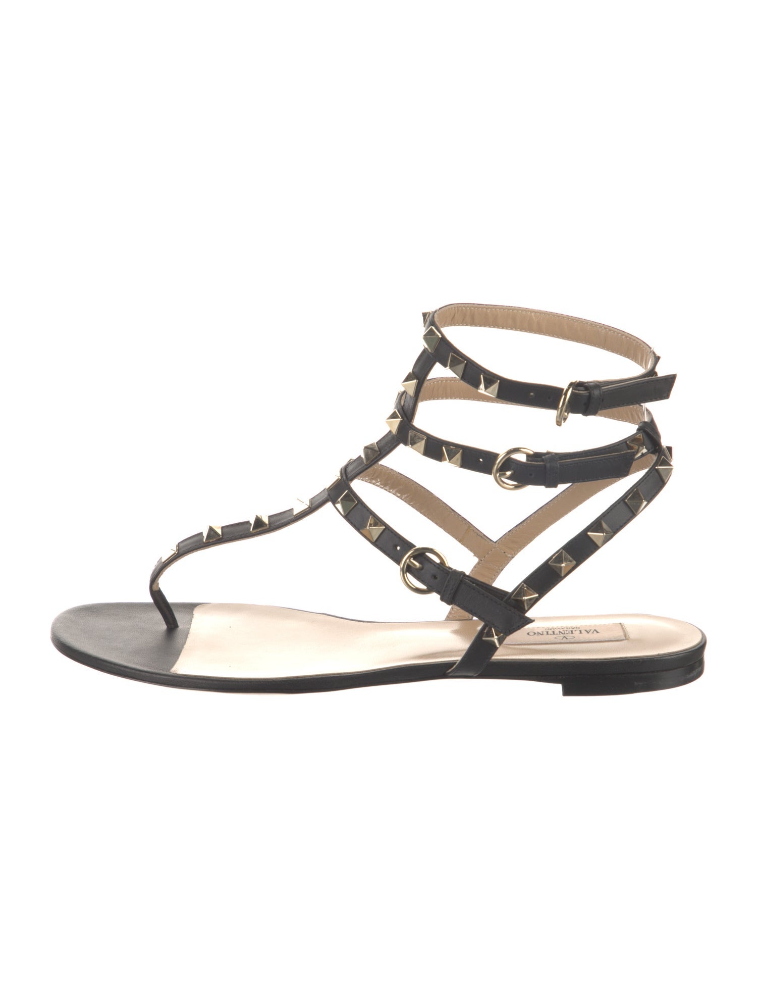 Valentino Rockstud Accents Leather Gladiator Sandals