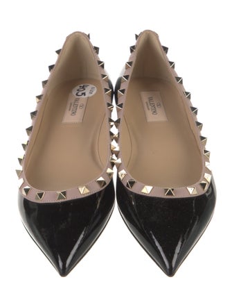 Valentino Rockstud Accents Patent Leather Ballet Flats