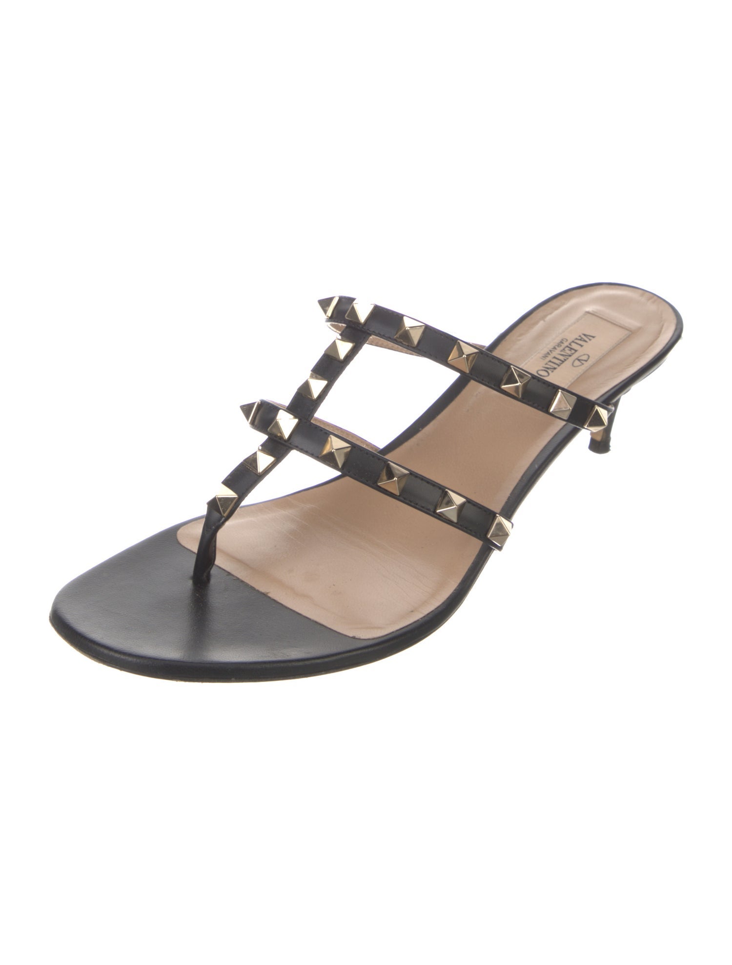 Valentino Rockstud Accents Leather Flip Flops