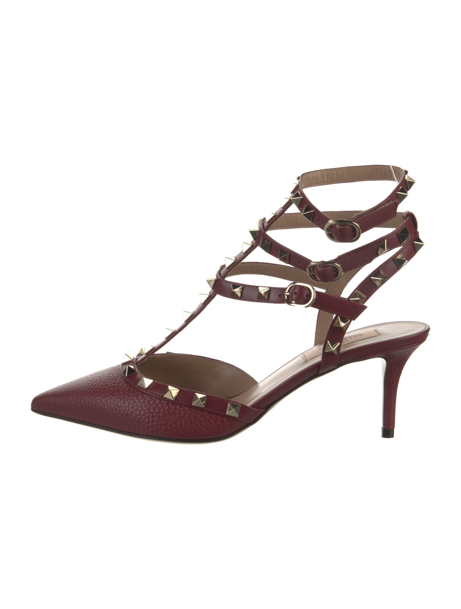 Valentino Rockstud Accents Leather T-Strap Pumps