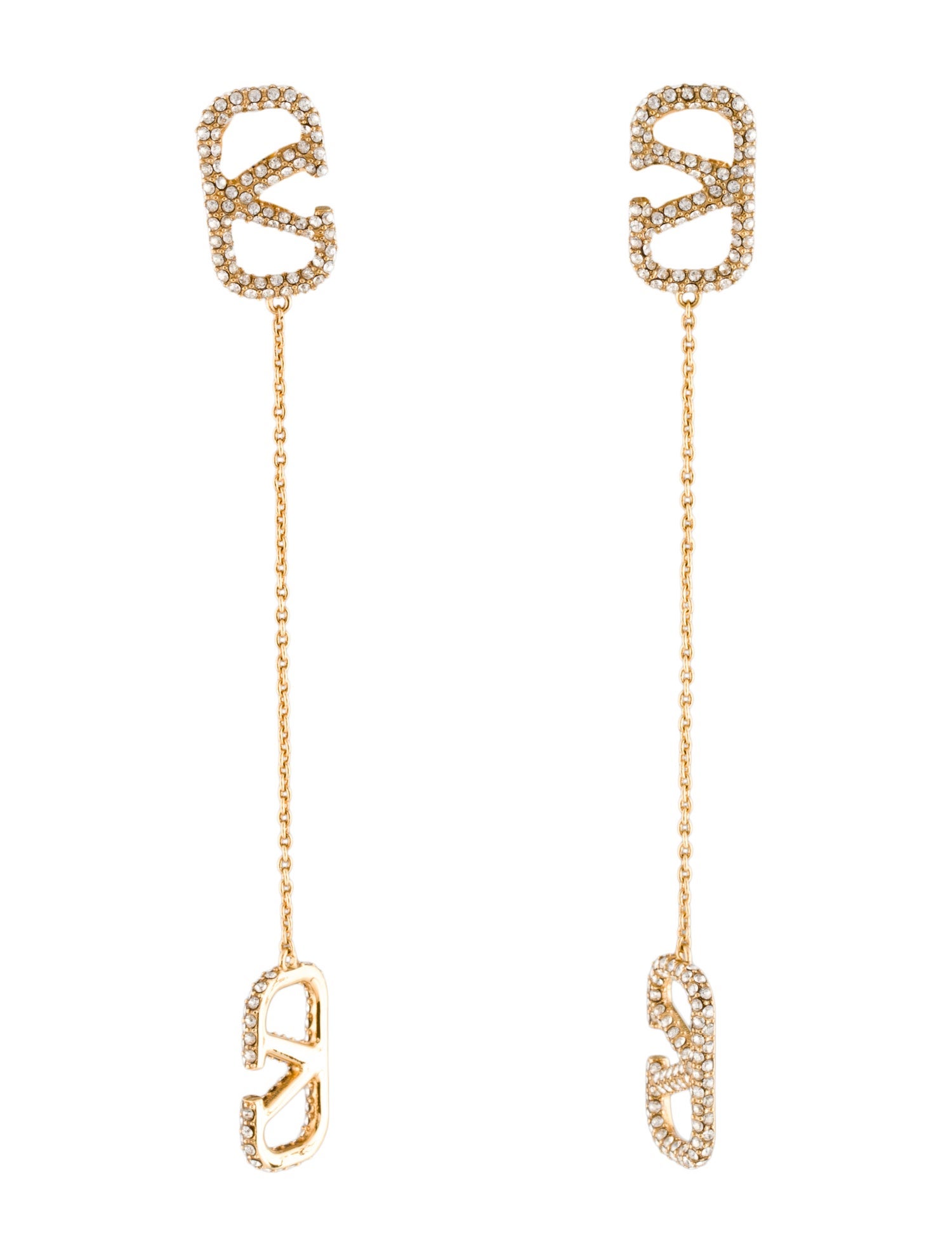 Valentino Crystal VLogo Signature Drop Earrings
