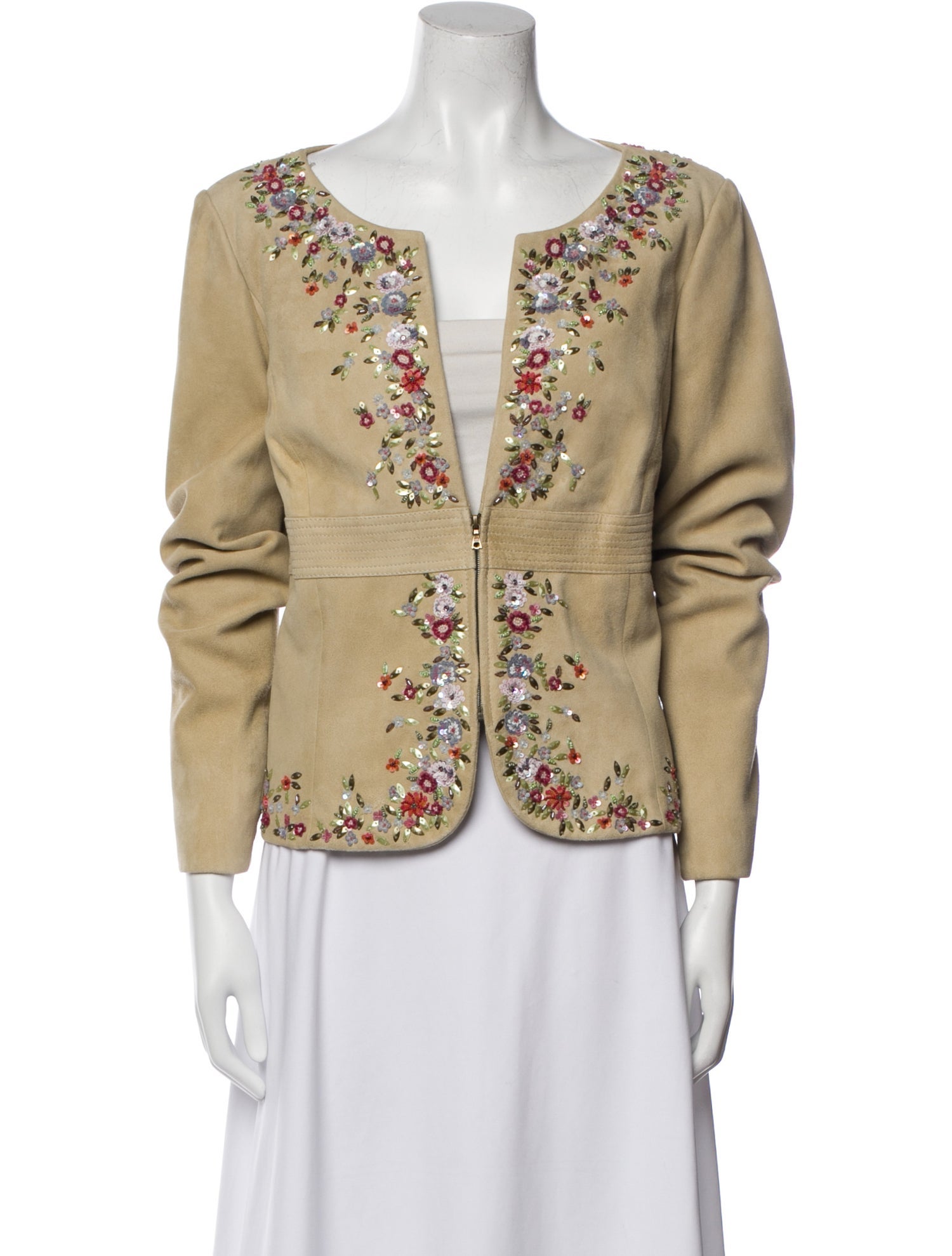 Valentino Lamb Leather Floral Print Evening Jacket