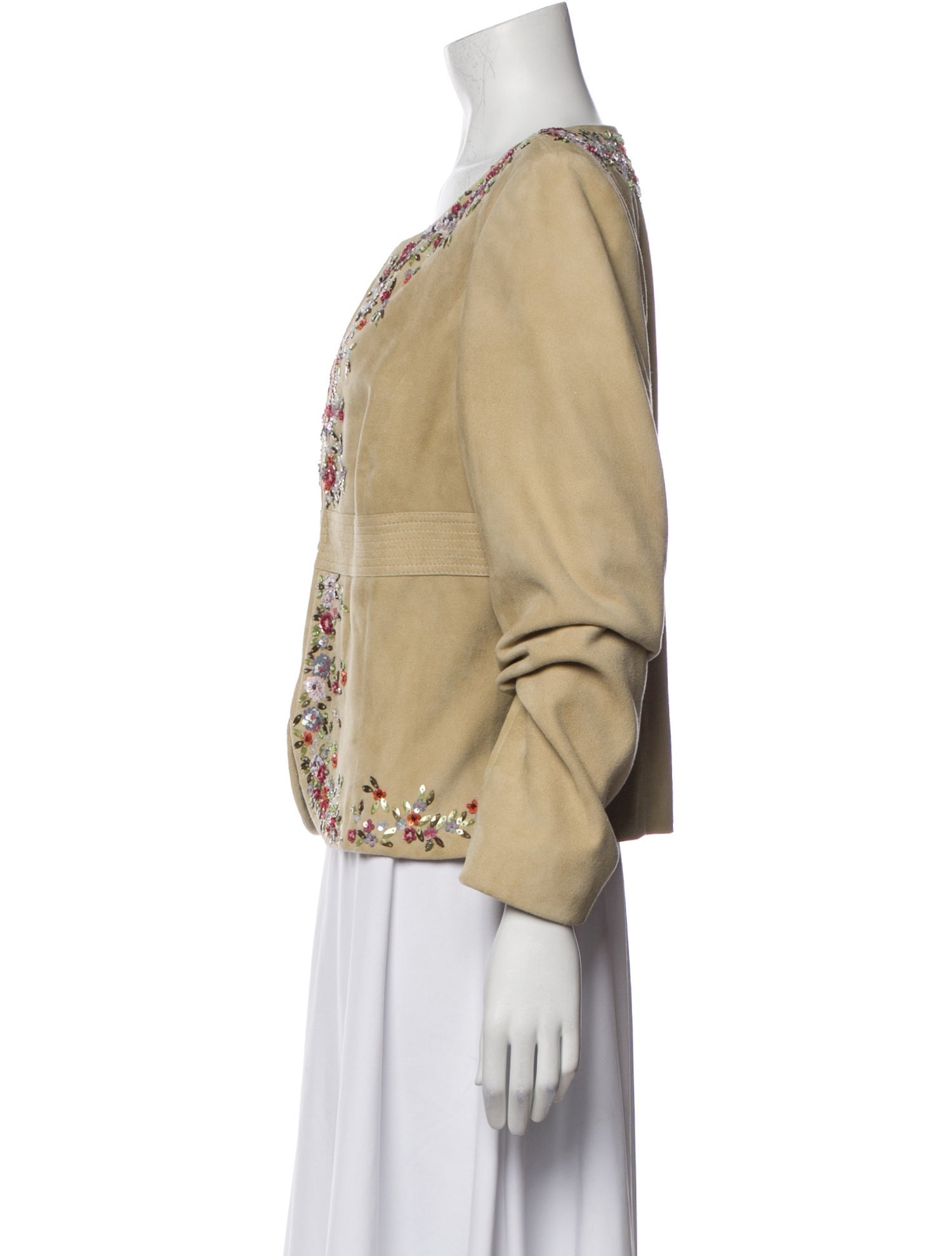 Valentino Lamb Leather Floral Print Evening Jacket