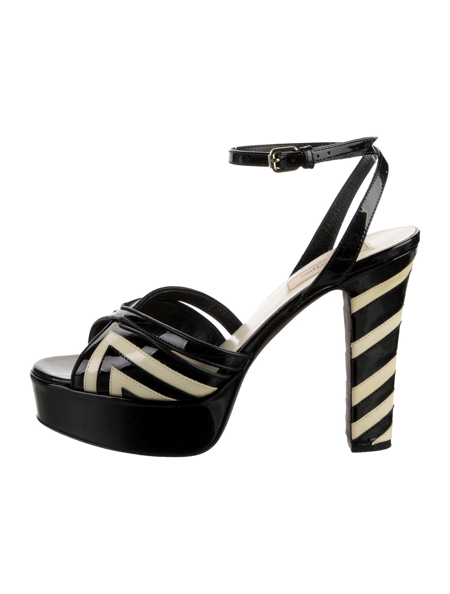 Valentino Patent Leather Striped Sandals