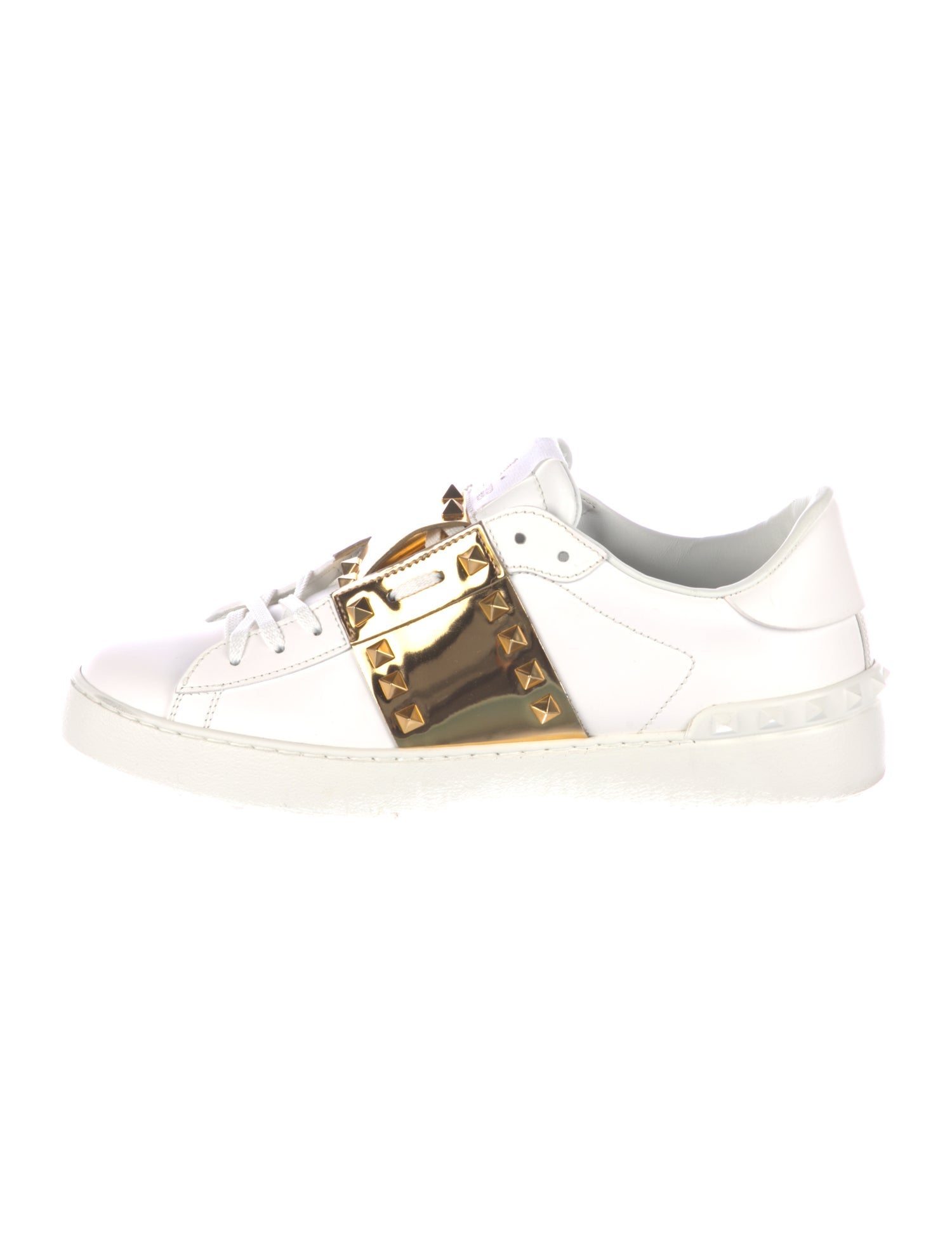 Valentino Rockstud Accents Leather Sneakers