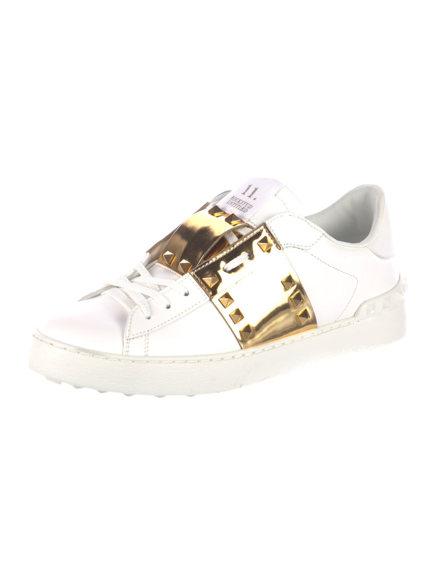 Valentino Rockstud Accents Leather Sneakers