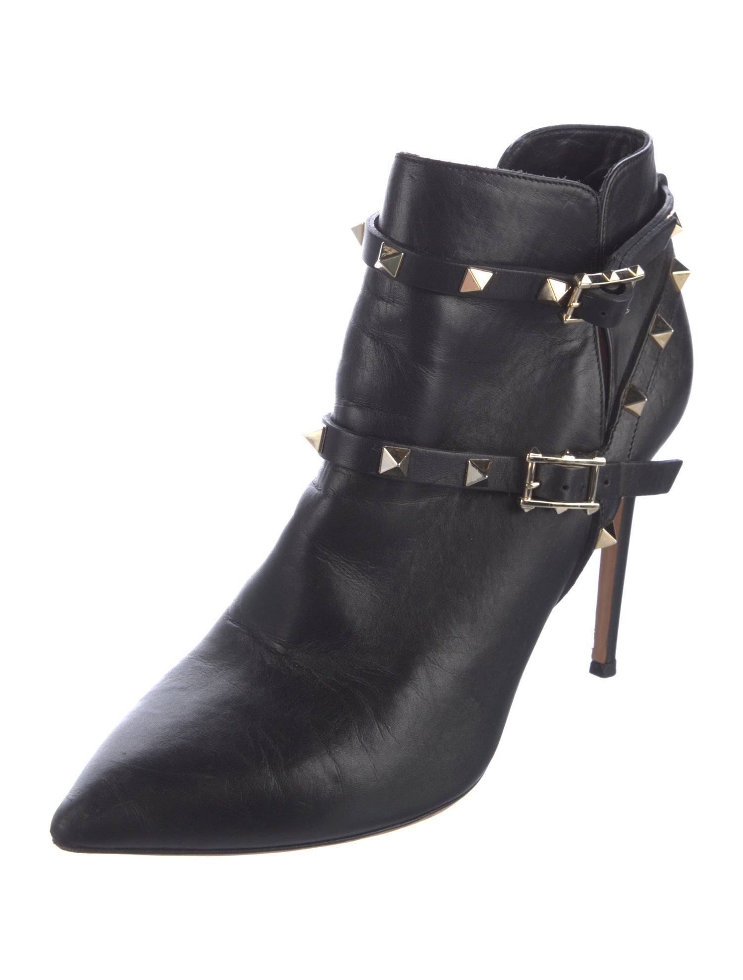 Valentino Rockstud Accents Leather Moto Boots