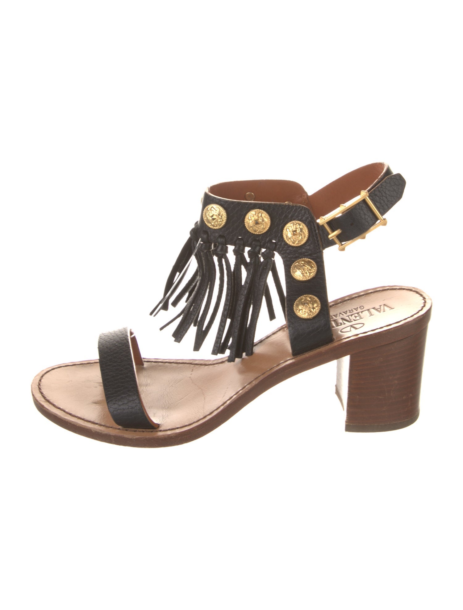 Valentino Leather Studded Accents Slingback Sandals