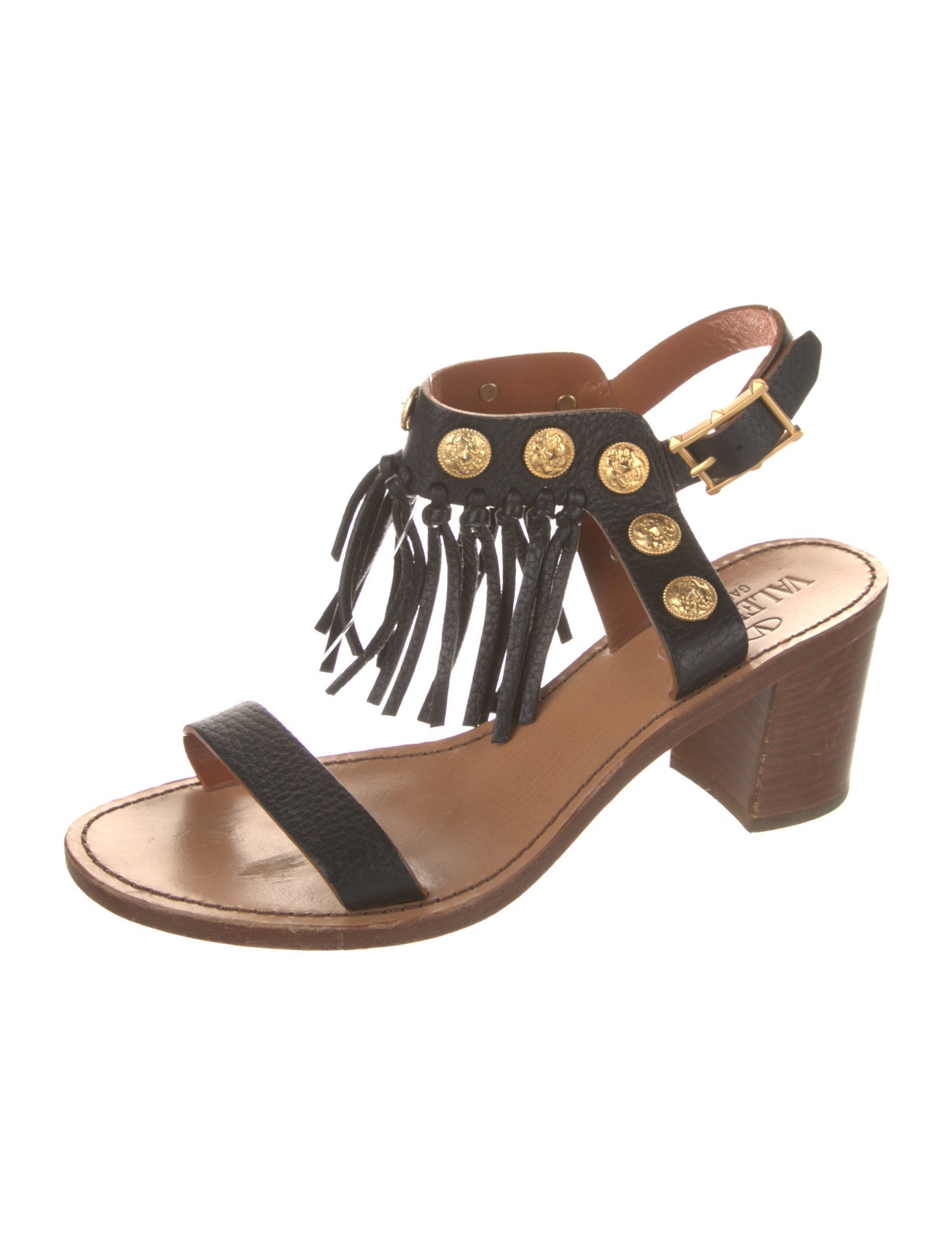 Valentino Leather Studded Accents Slingback Sandals