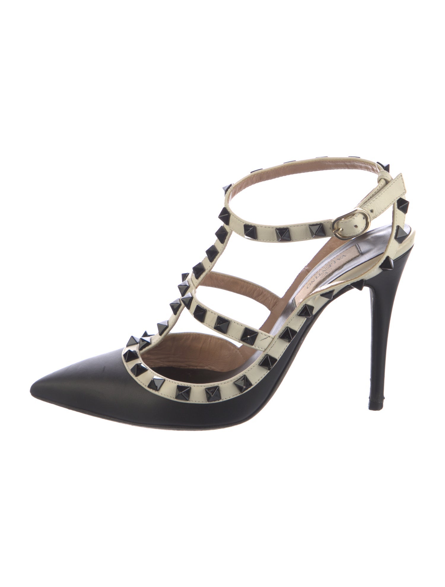 Valentino Rockstud Accents Leather T-Strap Pumps