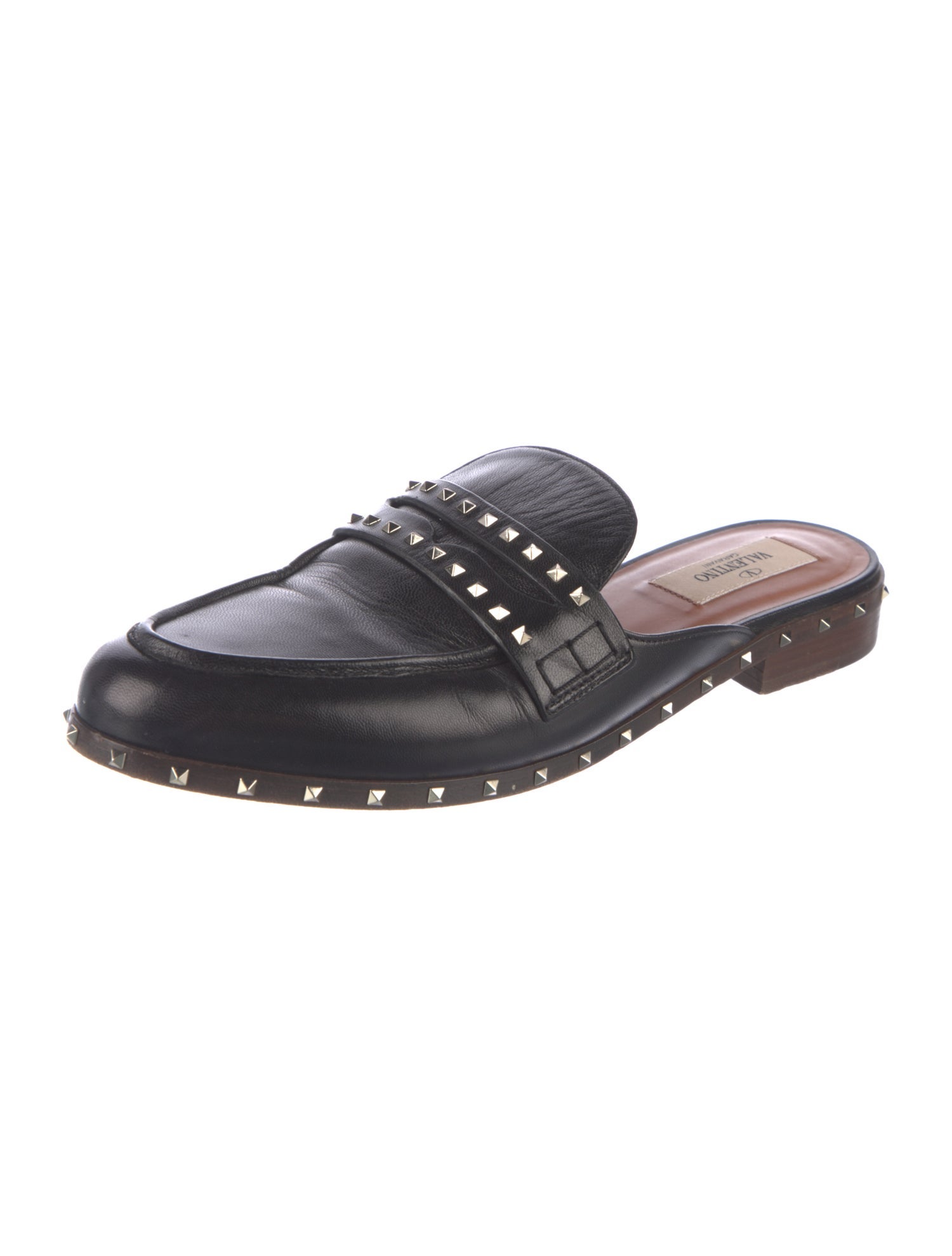 Valentino Rockstud Accents Leather Mules