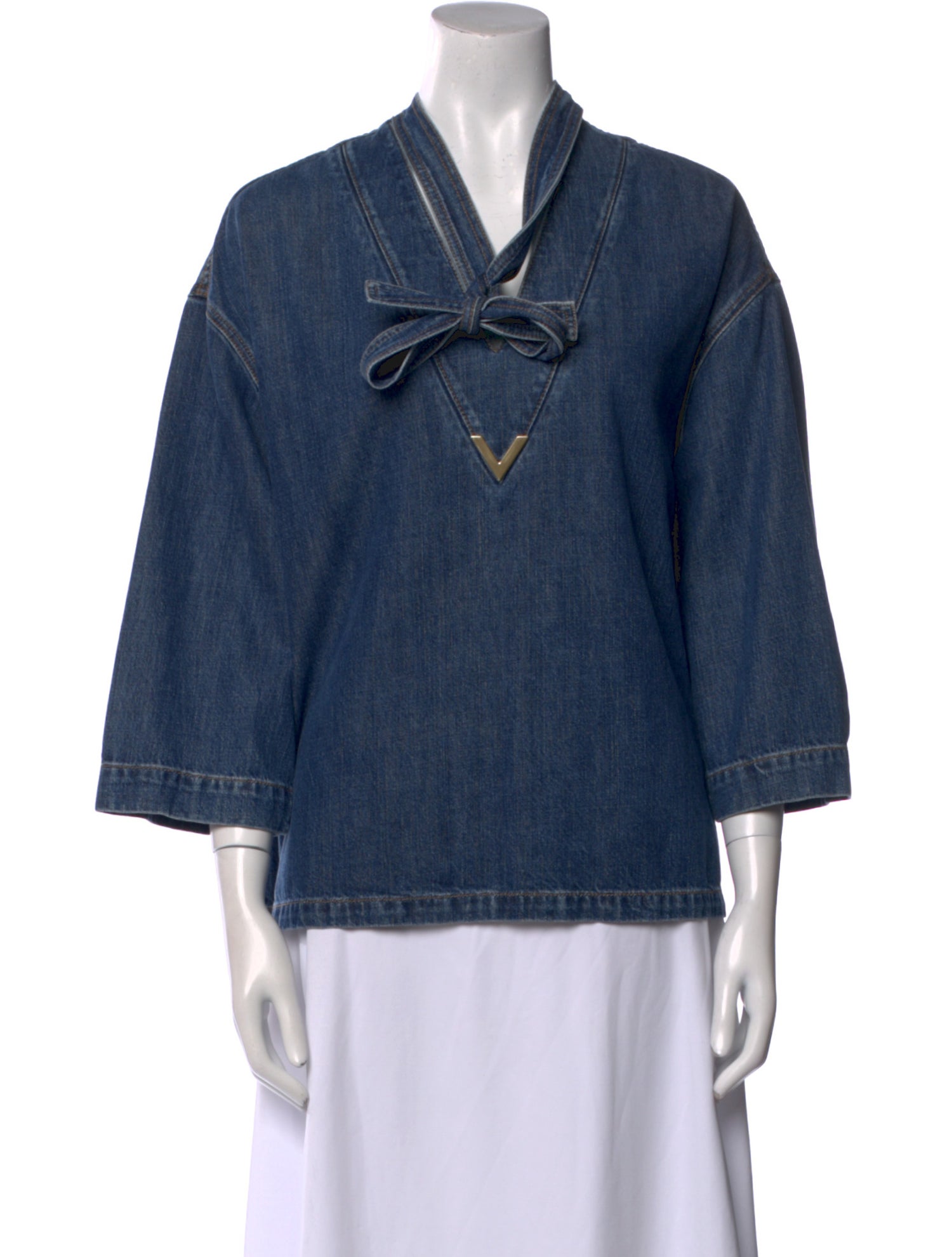 Valentino V-Neck Three-Quarter Sleeve Sweatshirt