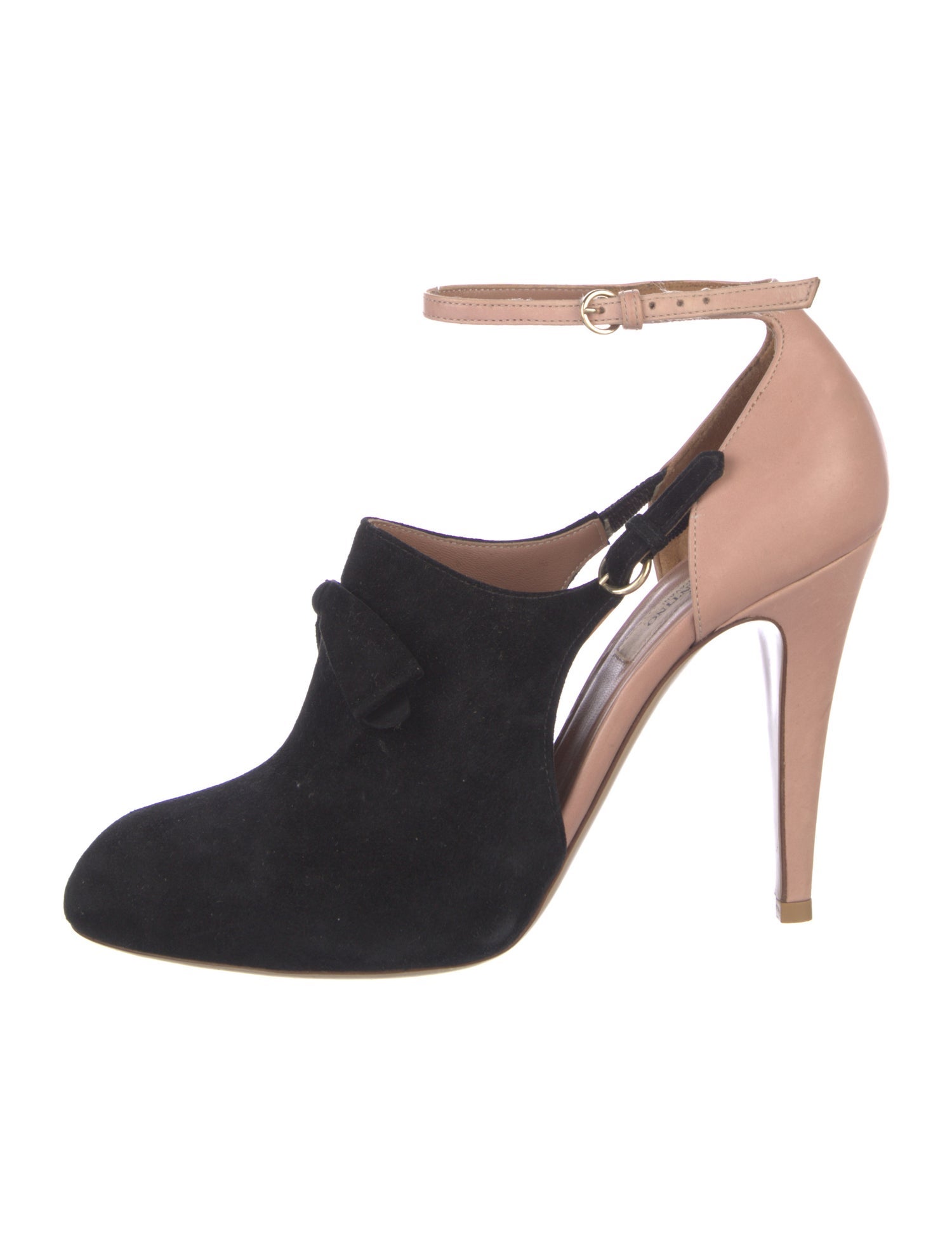 Valentino Suede Colorblock Pattern D'Orsay Pumps