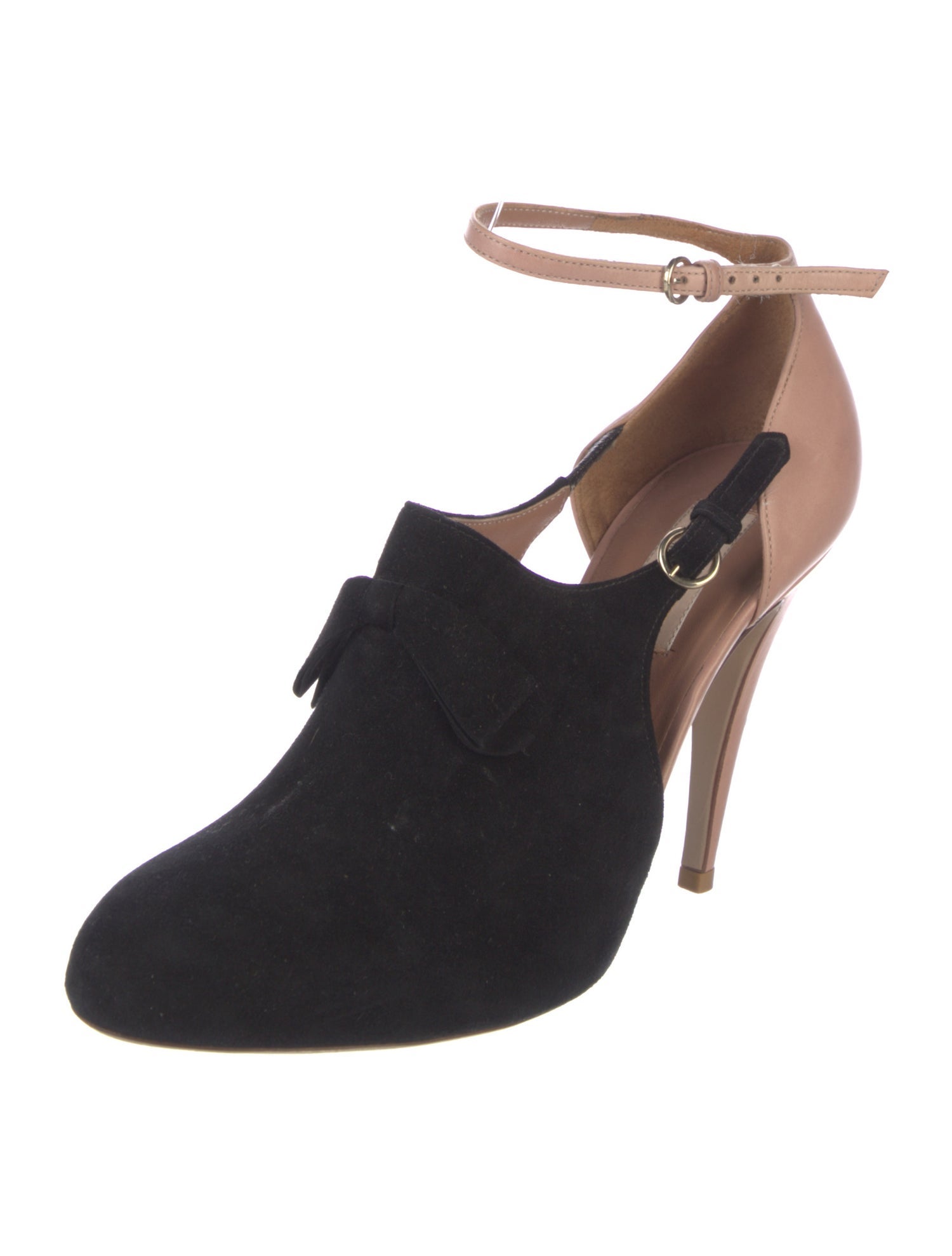 Valentino Suede Colorblock Pattern D'Orsay Pumps