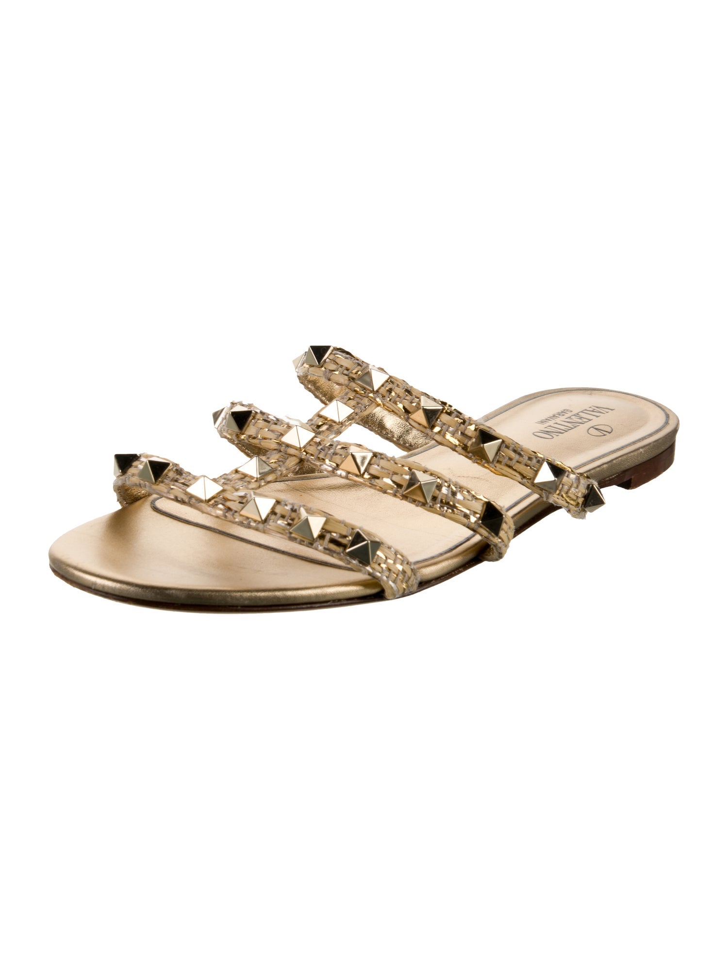 Valentino Rockstud Accents Leather Slides