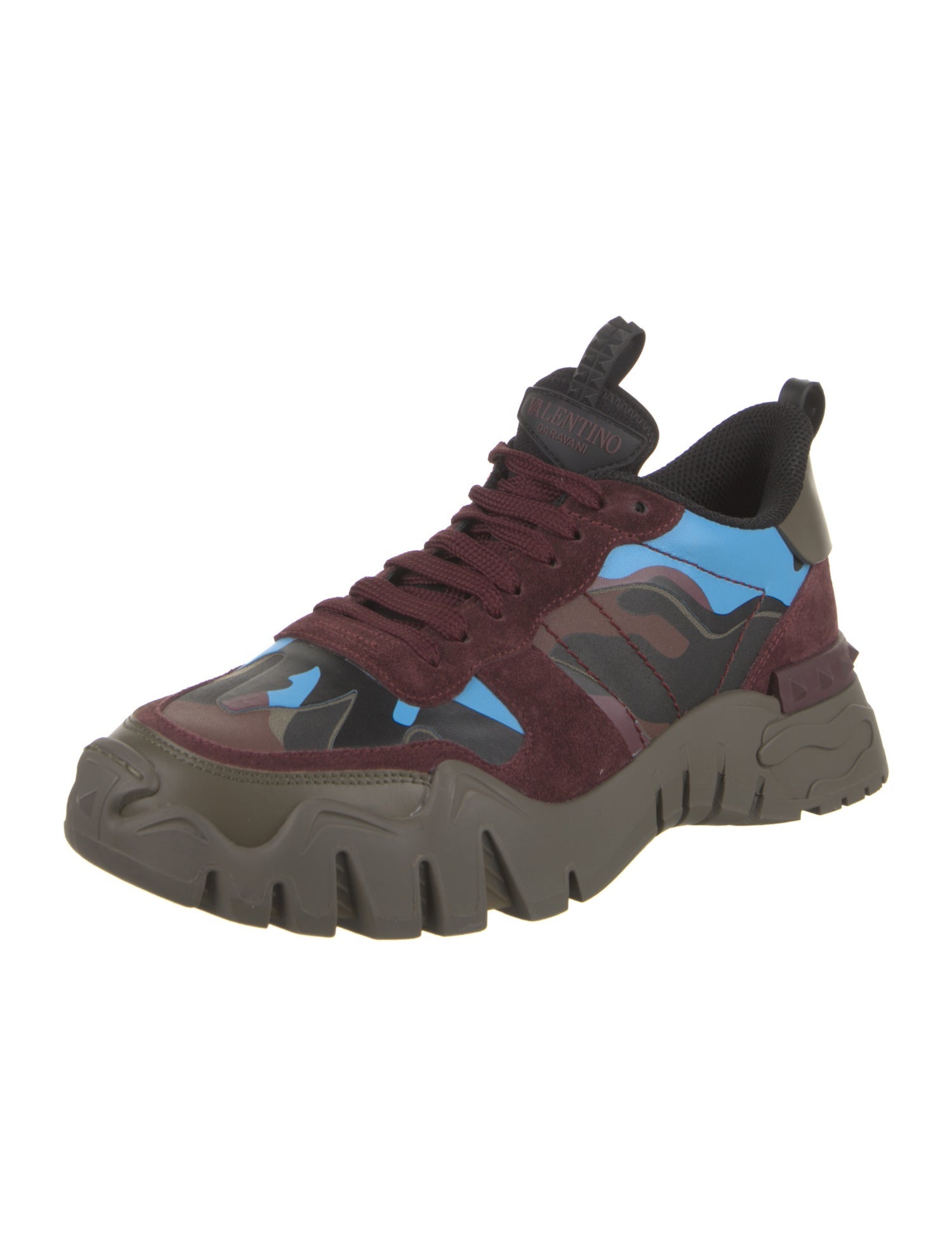 Valentino Suede Camouflage Print Sneakers