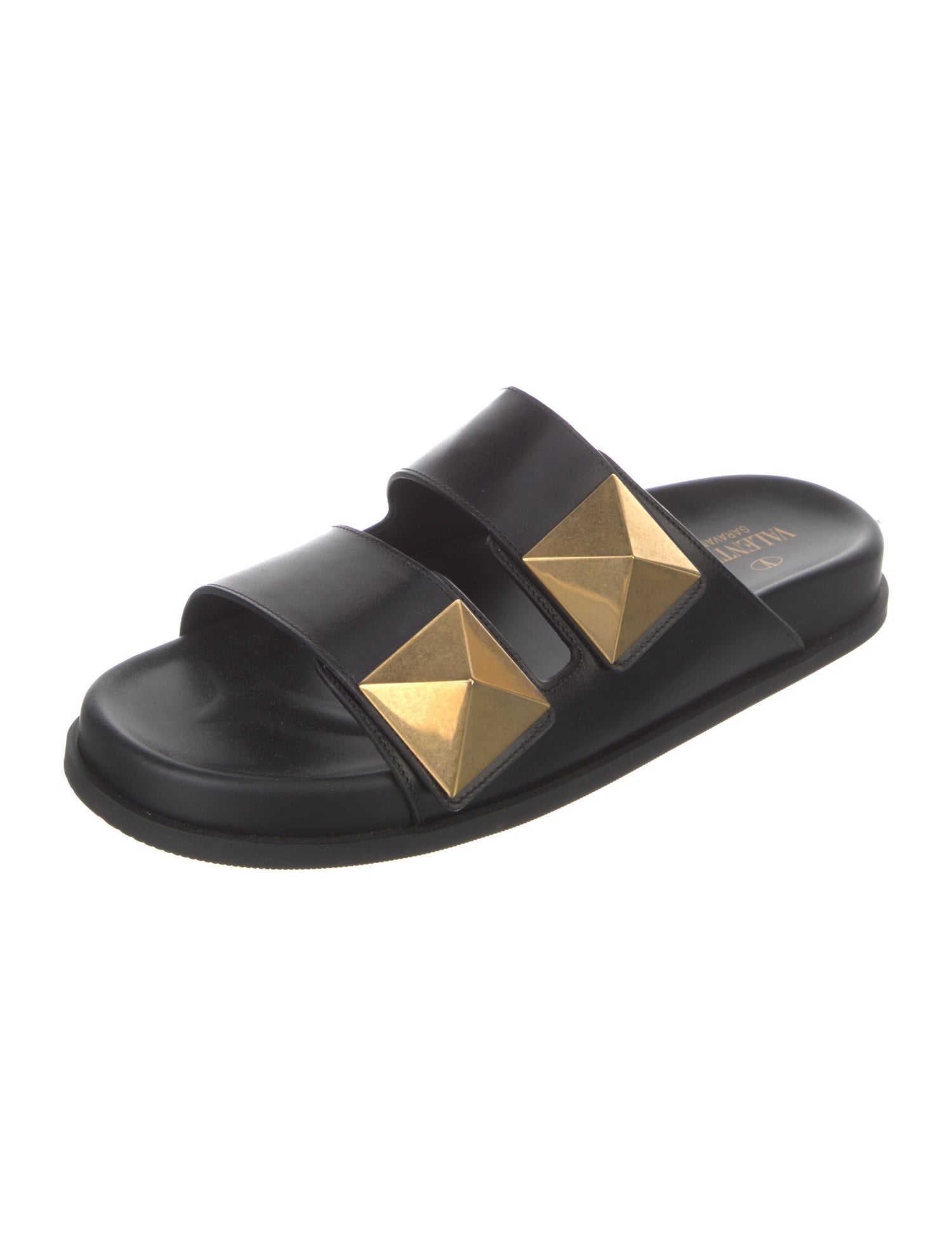 Valentino Rockstud Accents Leather Slides