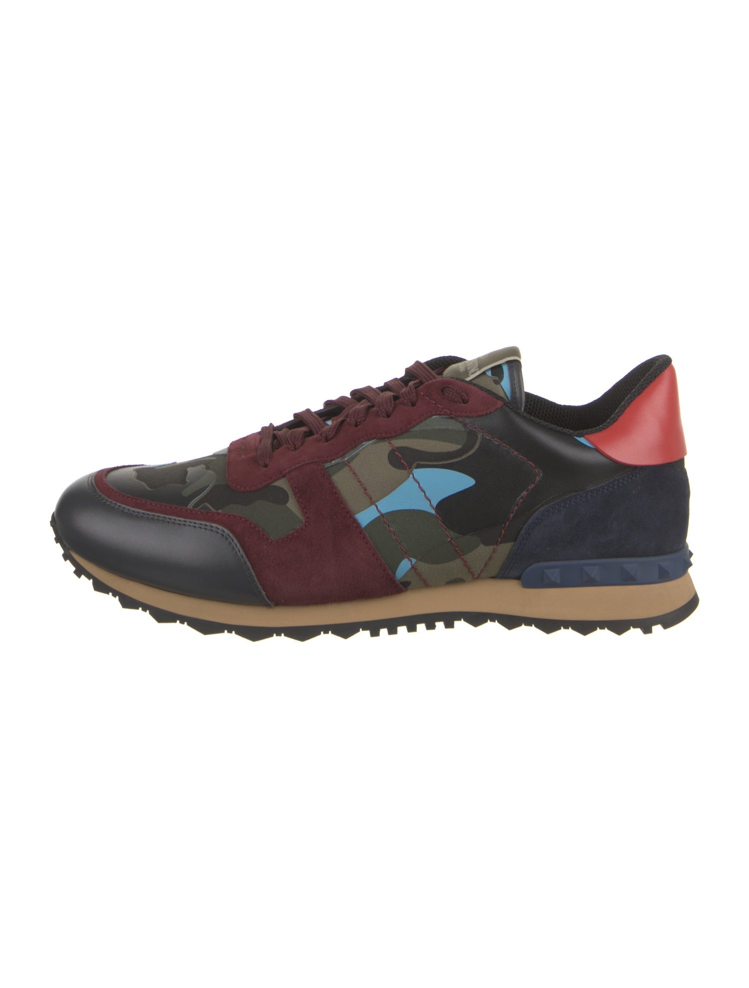 Valentino Leather Camouflage Print Sneakers