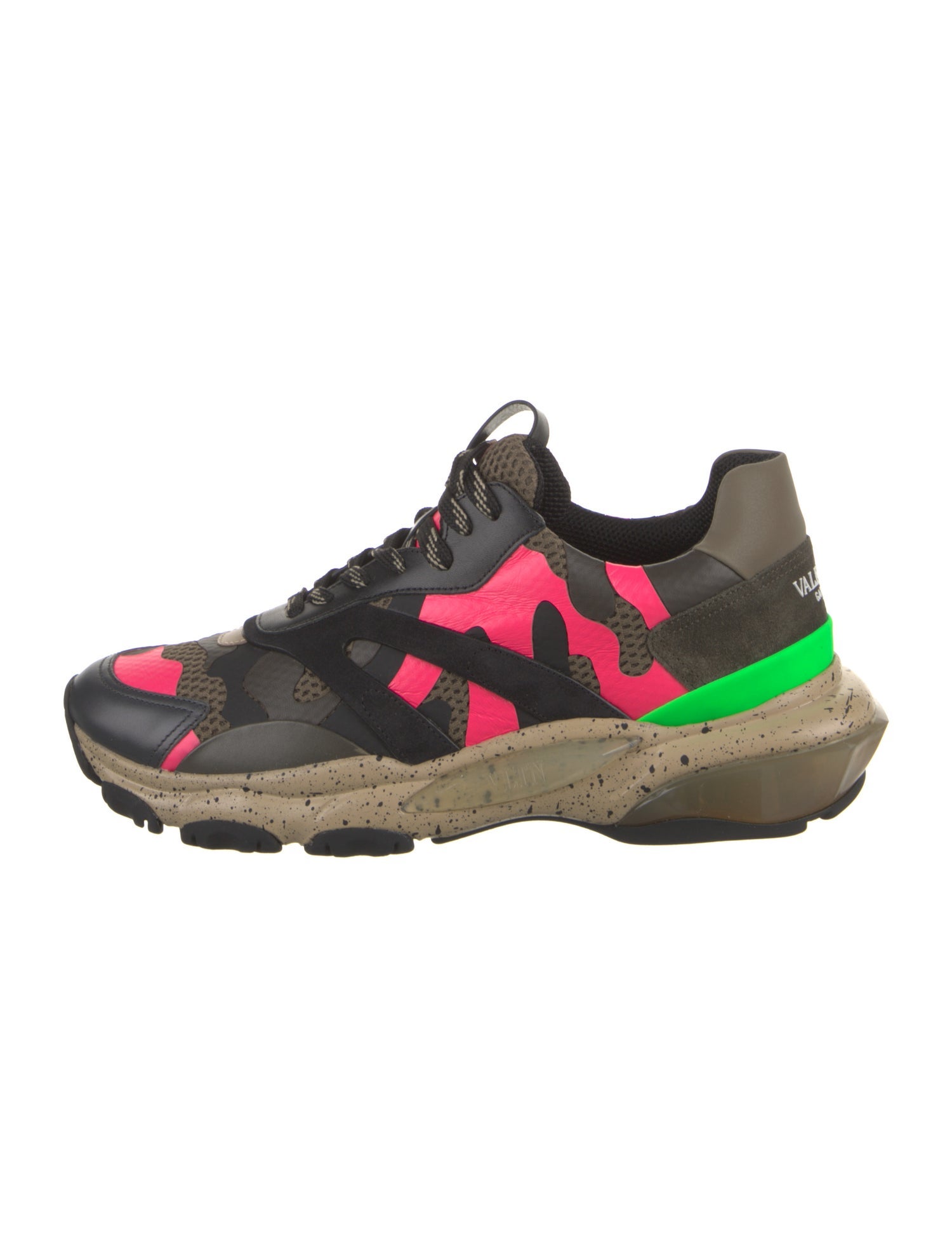 Valentino Leather Camouflage Print Sneakers