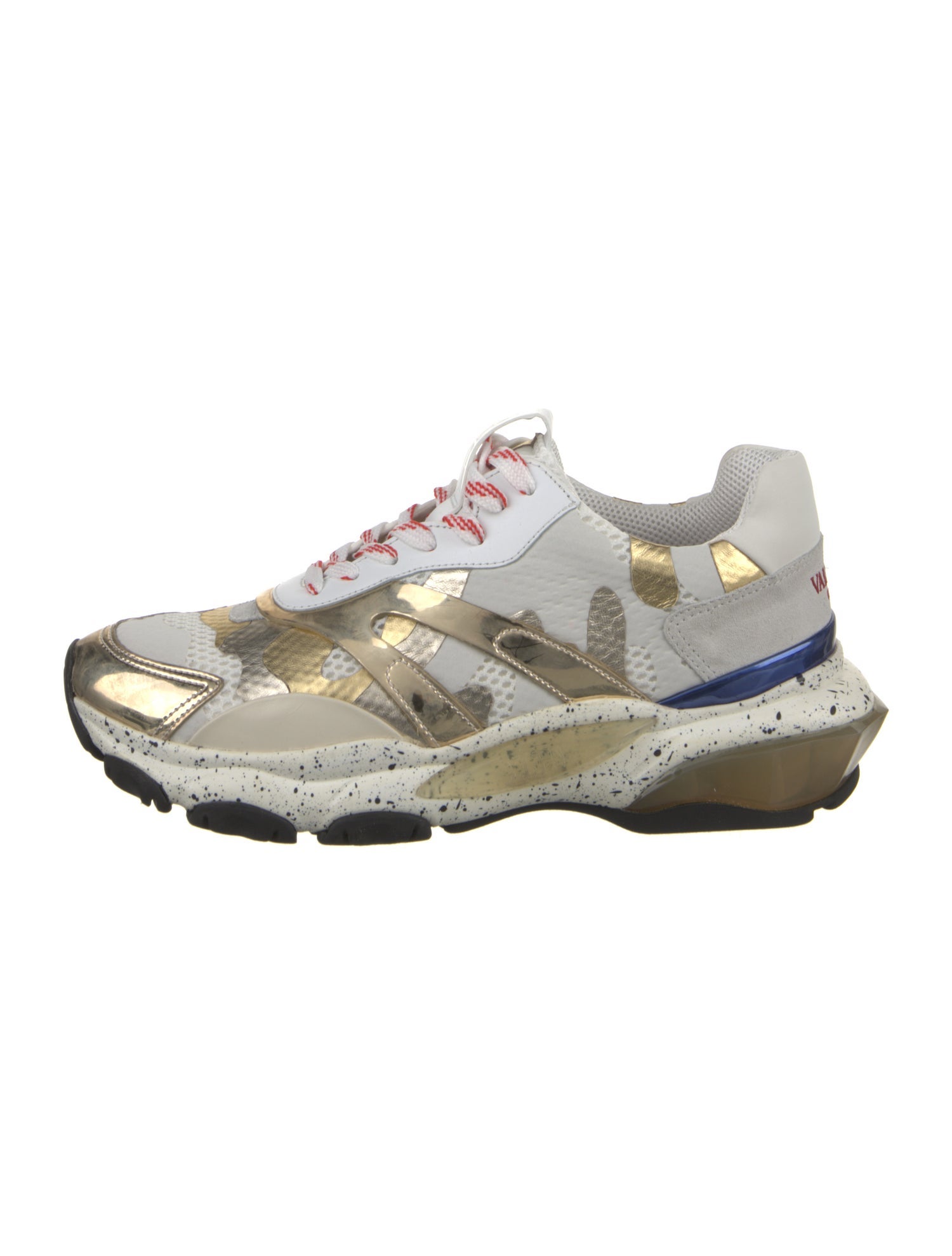 Valentino Leather Colorblock Pattern Sneakers