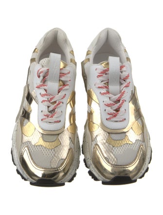 Valentino Leather Colorblock Pattern Sneakers