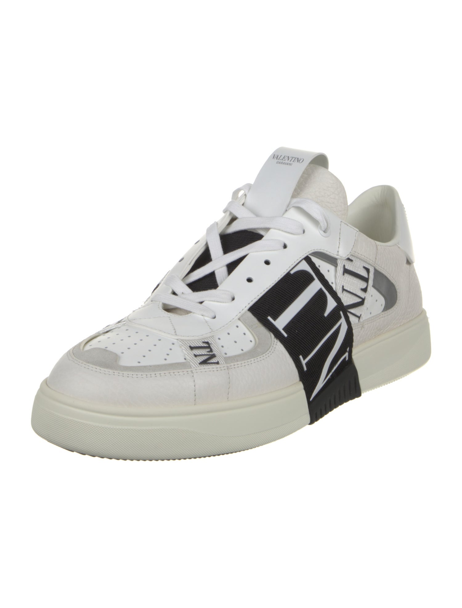 Valentino Leather Graphic Print Sneakers
