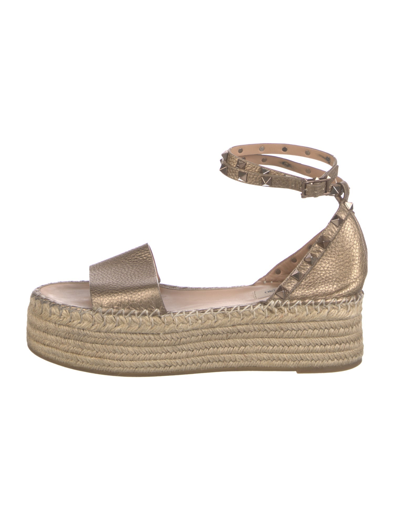 Valentino Leather Studded Accents Espadrilles