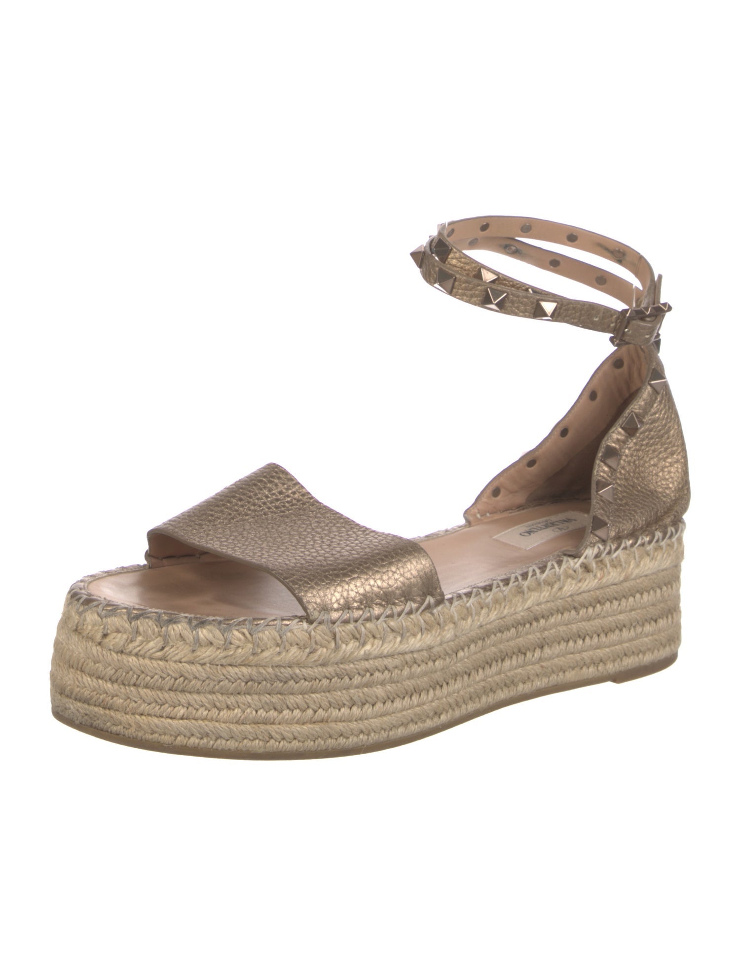 Valentino Leather Studded Accents Espadrilles