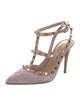 Valentino Rockstud Accents Leather T-Strap Pumps