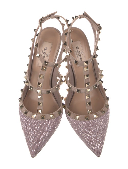Valentino Rockstud Accents Leather T-Strap Pumps