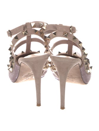 Valentino Rockstud Accents Leather T-Strap Pumps