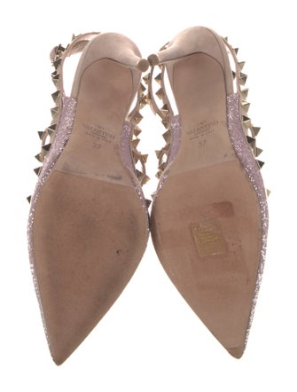 Valentino Rockstud Accents Leather T-Strap Pumps