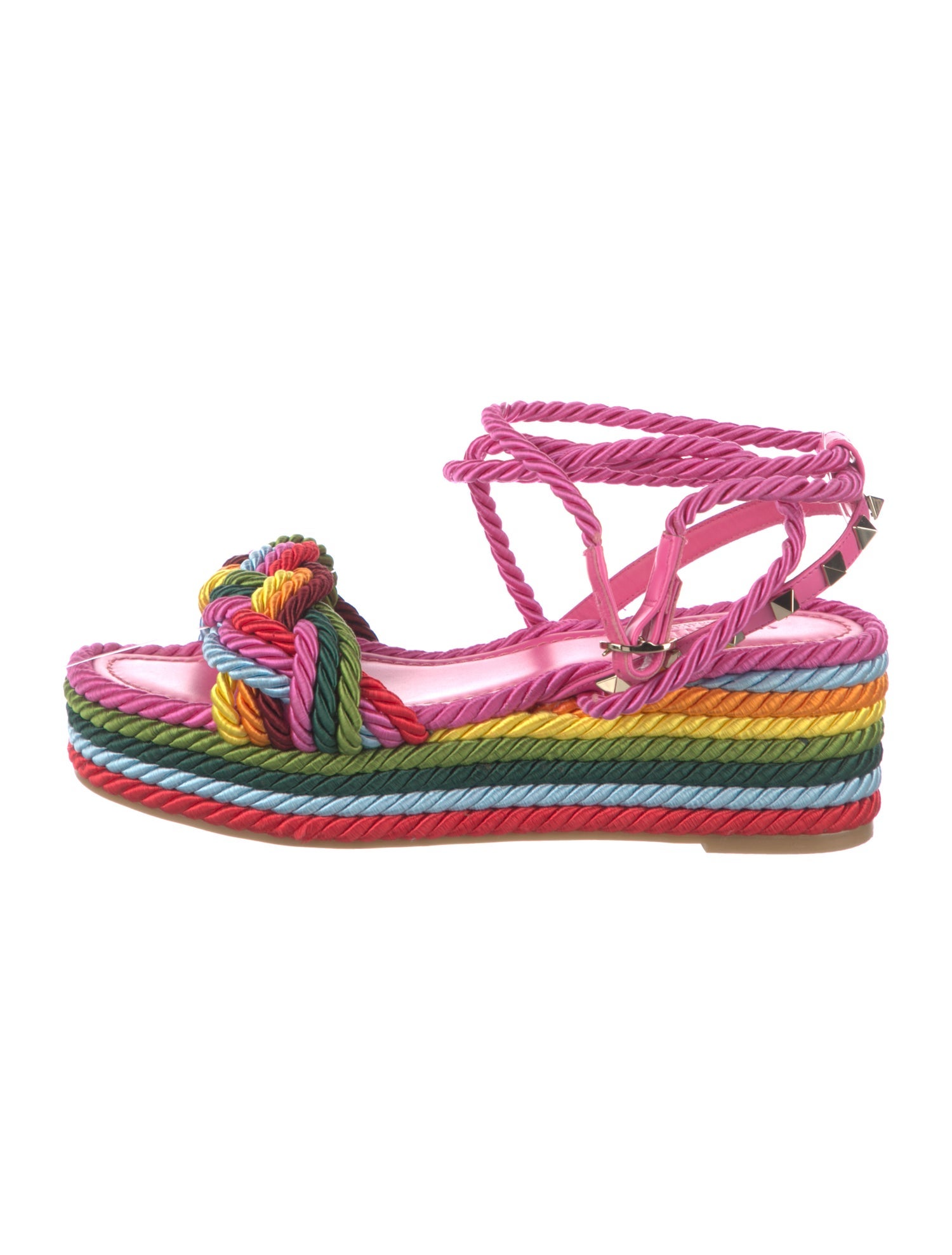 Valentino Rockstud Accents Colorblock Pattern Espadrilles