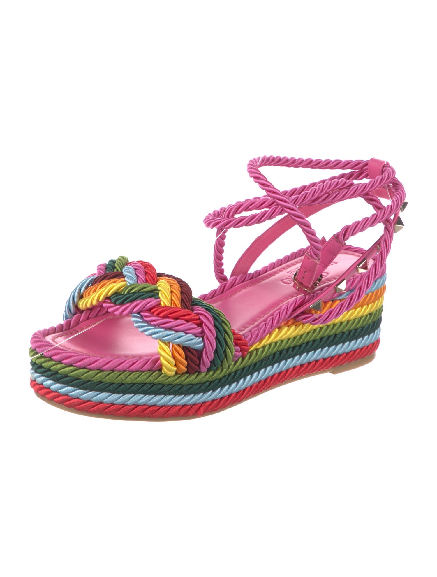 Valentino Rockstud Accents Colorblock Pattern Espadrilles