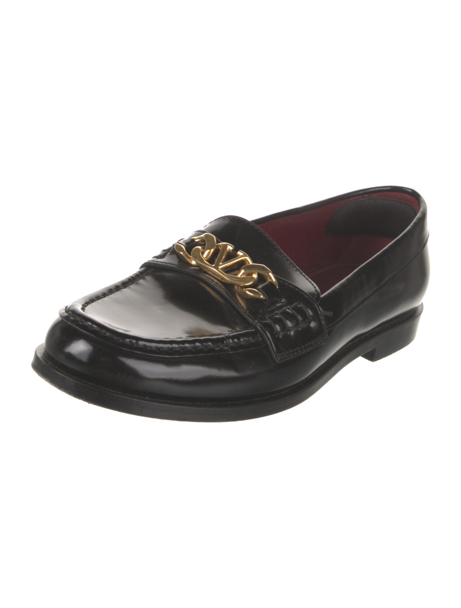 Valentino Leather Chain-Link Accents Loafers