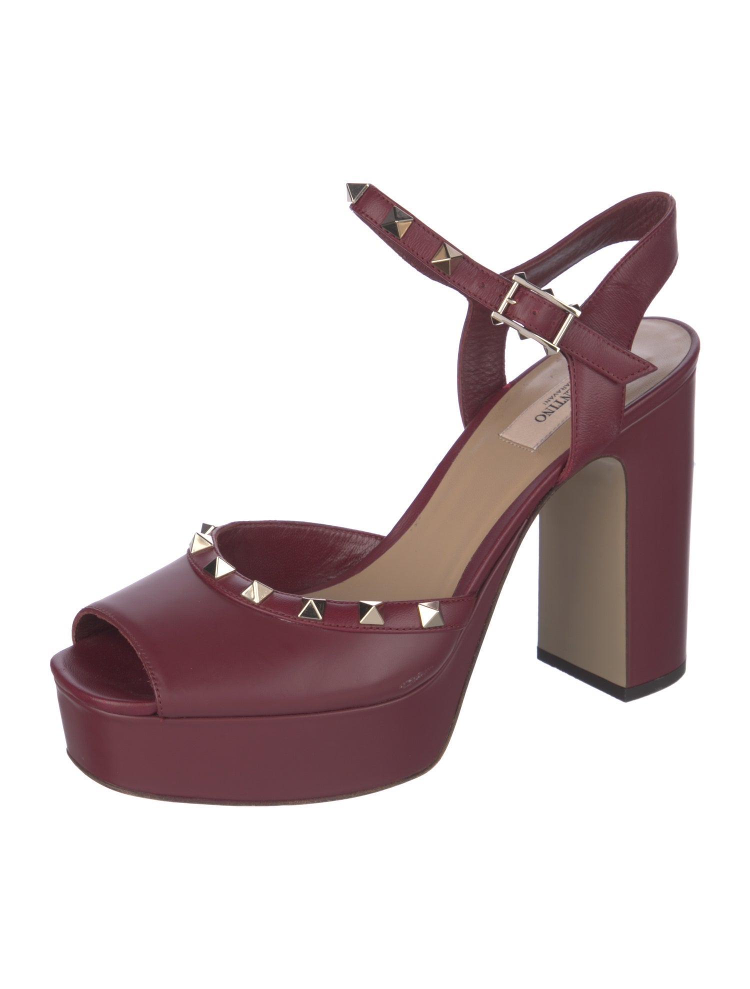Valentino Rockstud Accents Leather Slingback Sandals