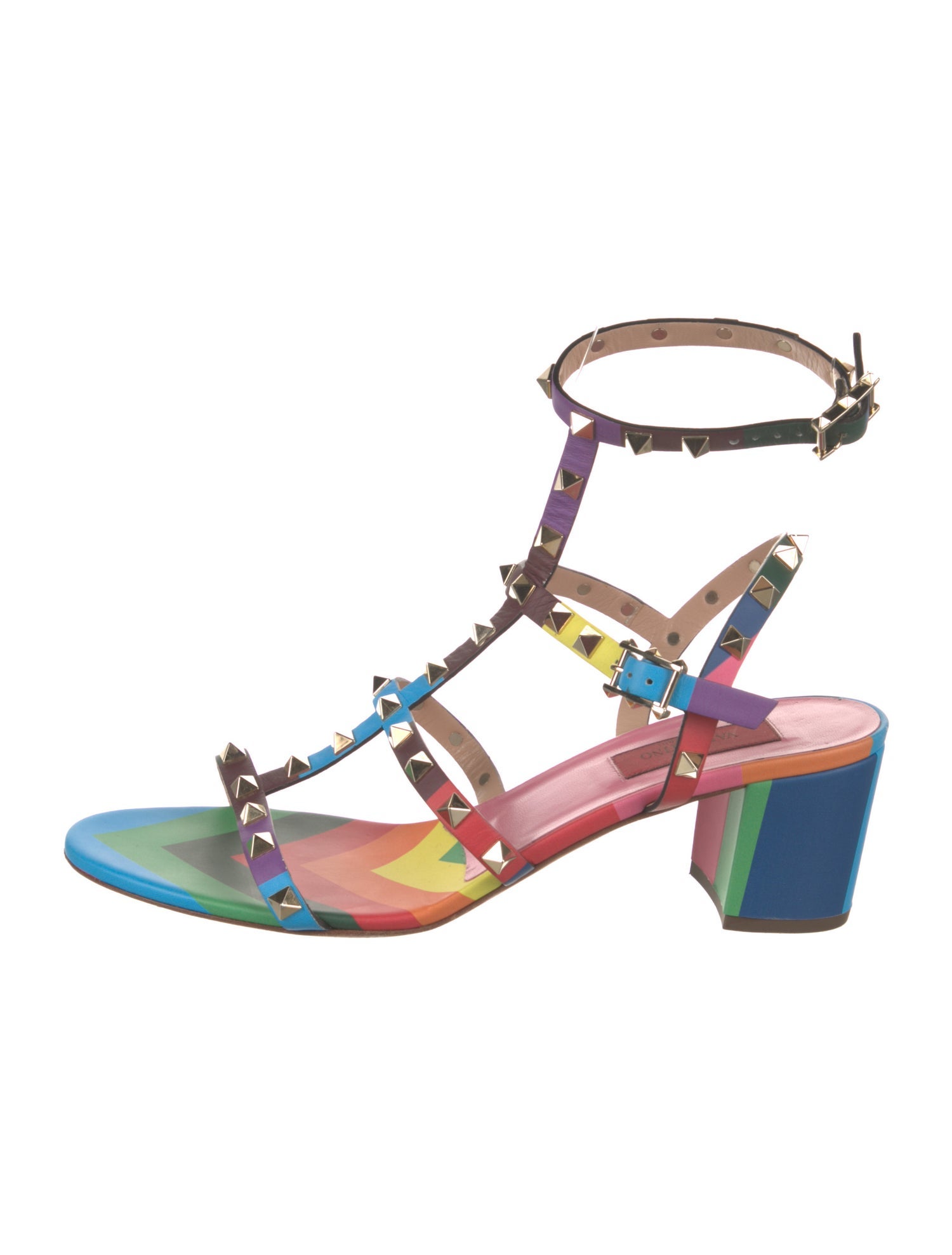 Valentino 1973 Pattern Leather Gladiator Sandals